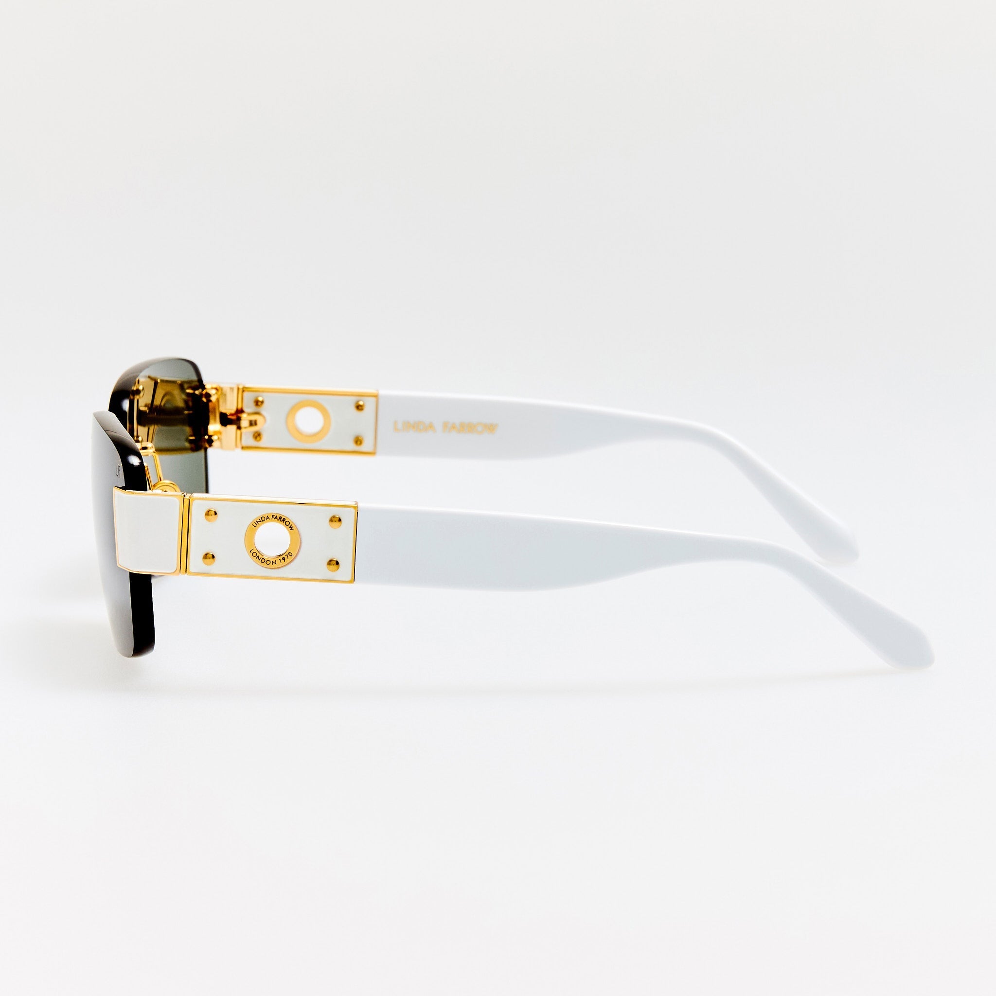 Jessica Sunglasses in White and Grey - LINDA FARROW - Sunglasses -