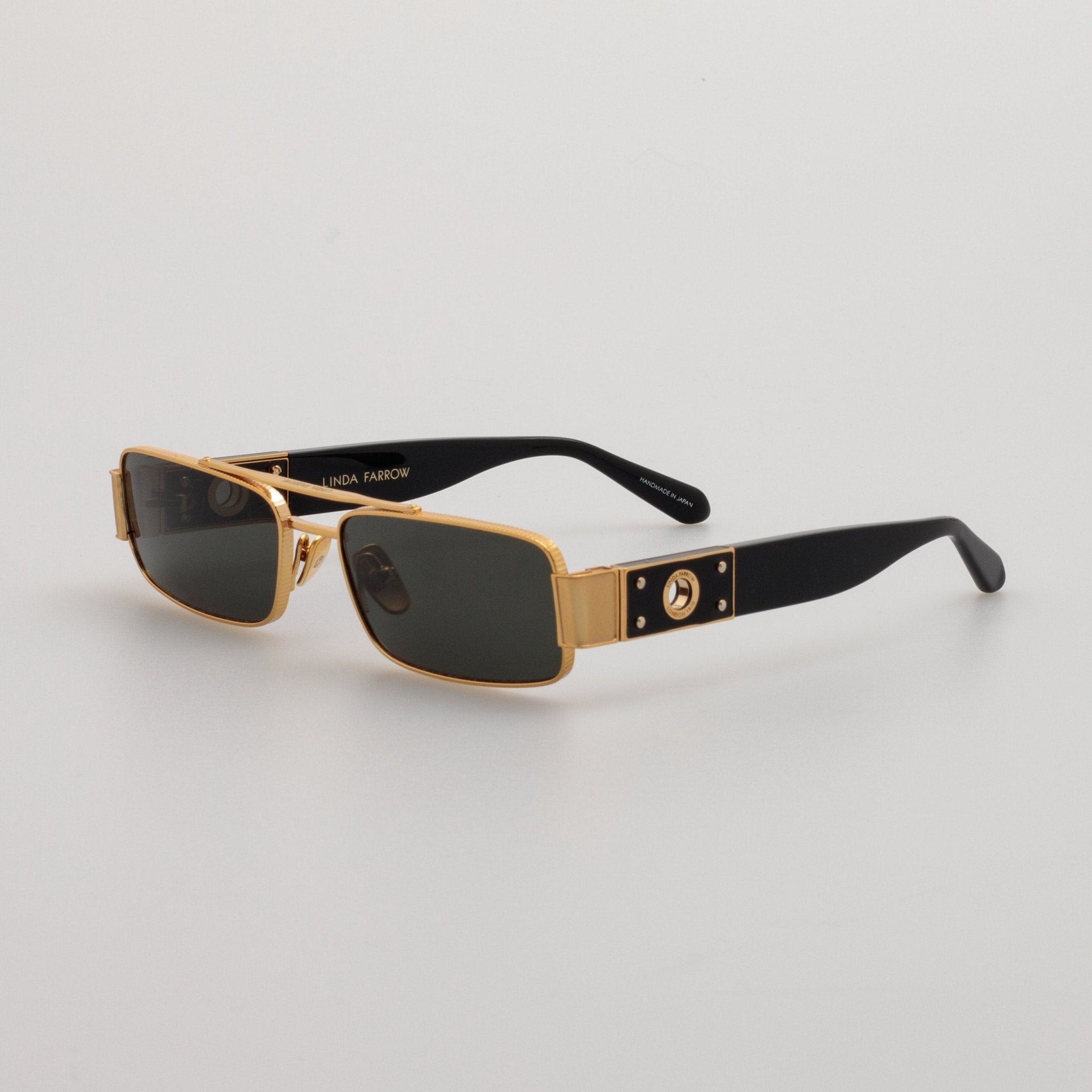 Joey Sunglasses in 22K Gold and Grey - LINDA FARROW - Sunglasses -