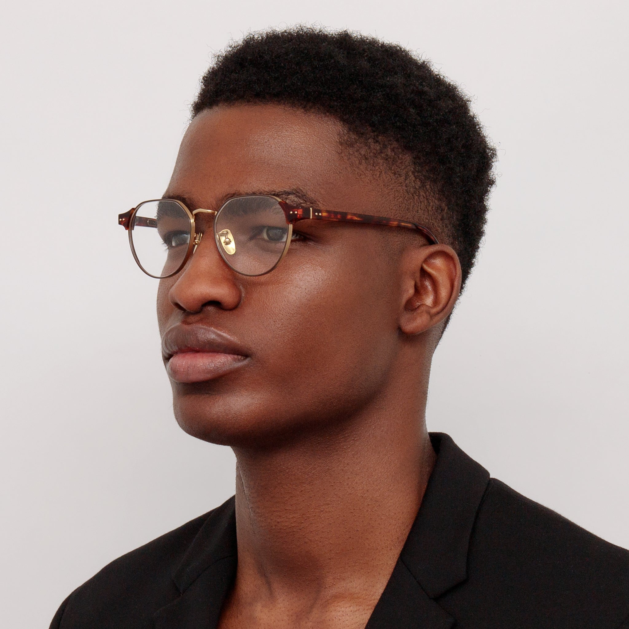 Jonathan Angular Optical Frame in Dark Tortoiseshell - LINDA FARROW - Optical Frame -