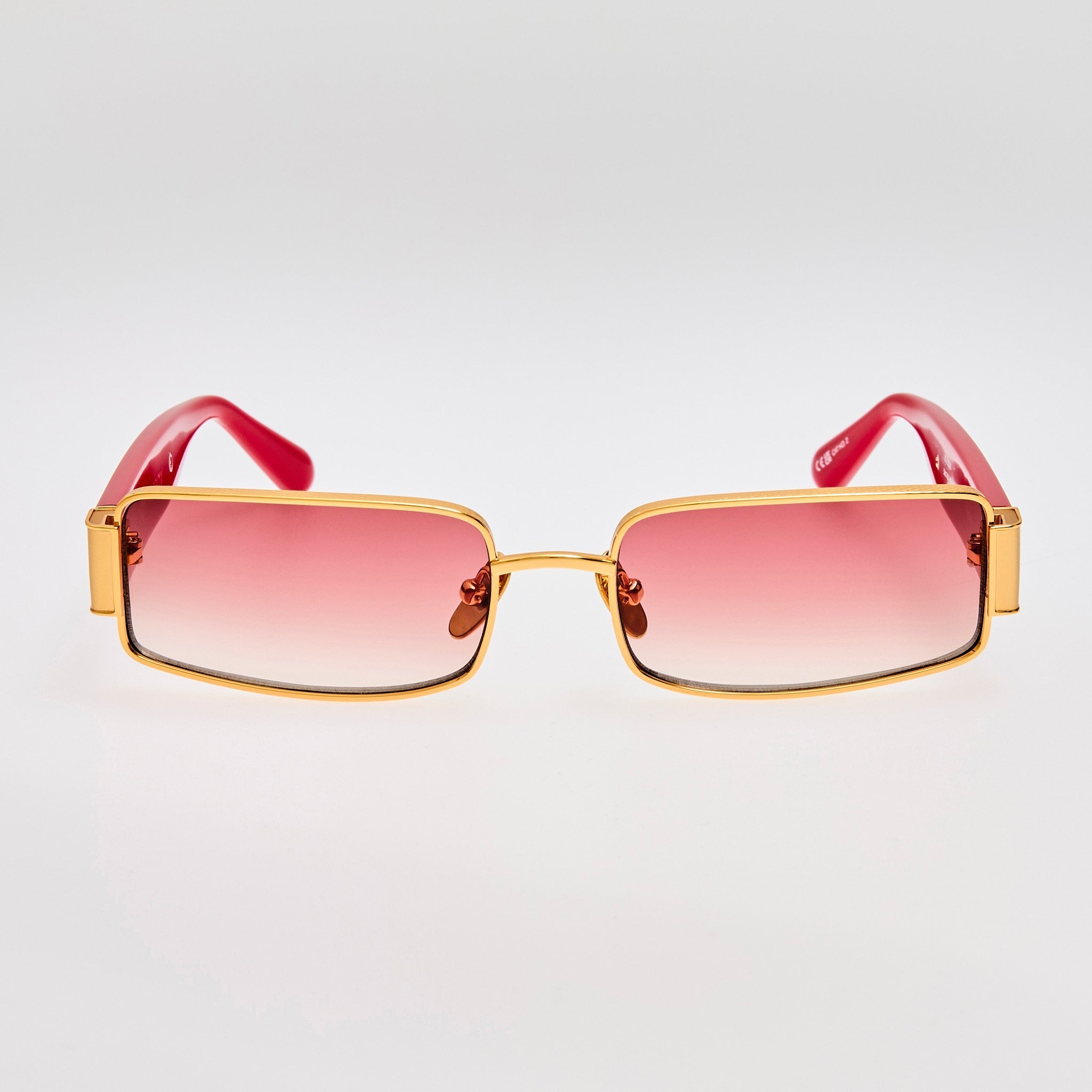 Kaia Sunglasses in 22K Gold and Red - LINDA FARROW - Sunglasses -