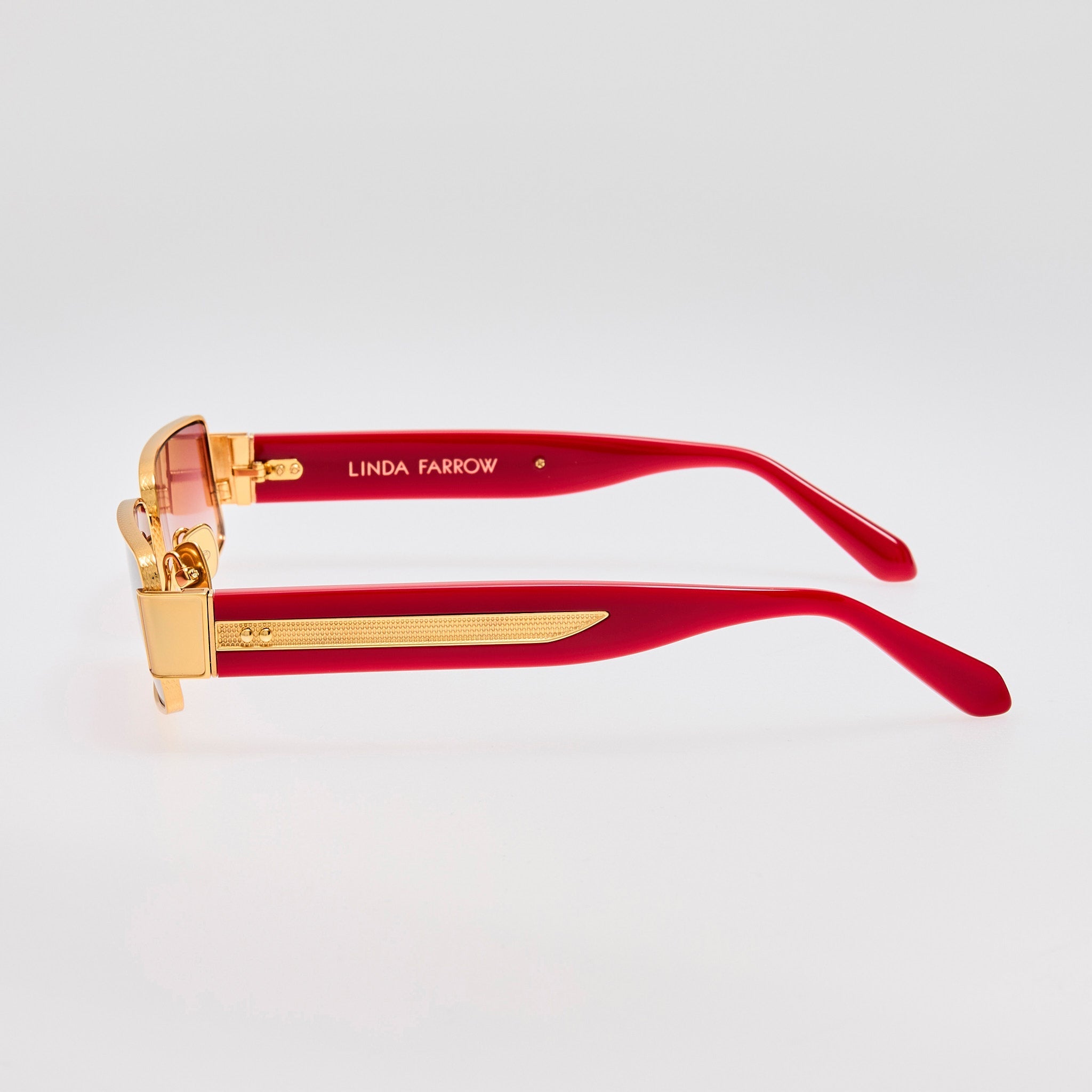 Kaia Sunglasses in 22K Gold and Red - LINDA FARROW - Sunglasses -