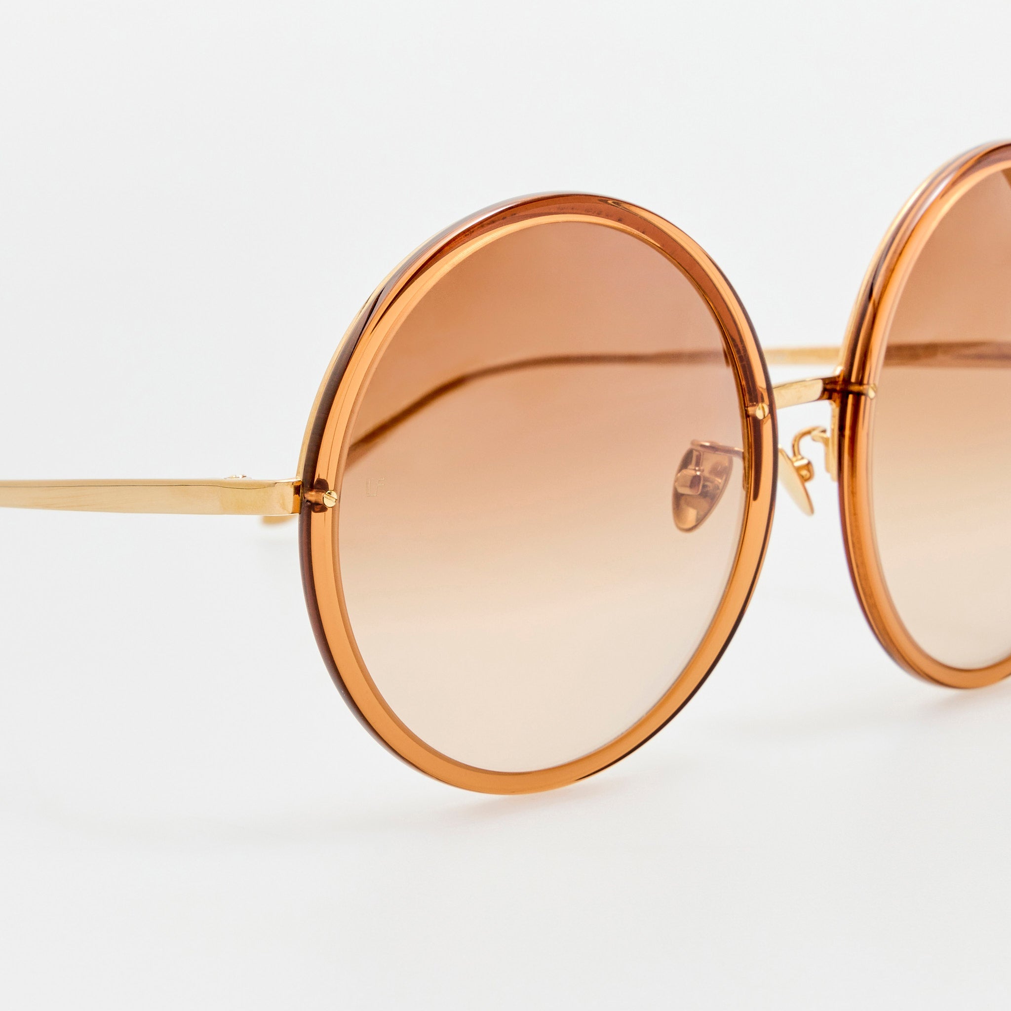 Kew Sunglasses in 22K Gold and Brown - LINDA FARROW - Sunglasses -
