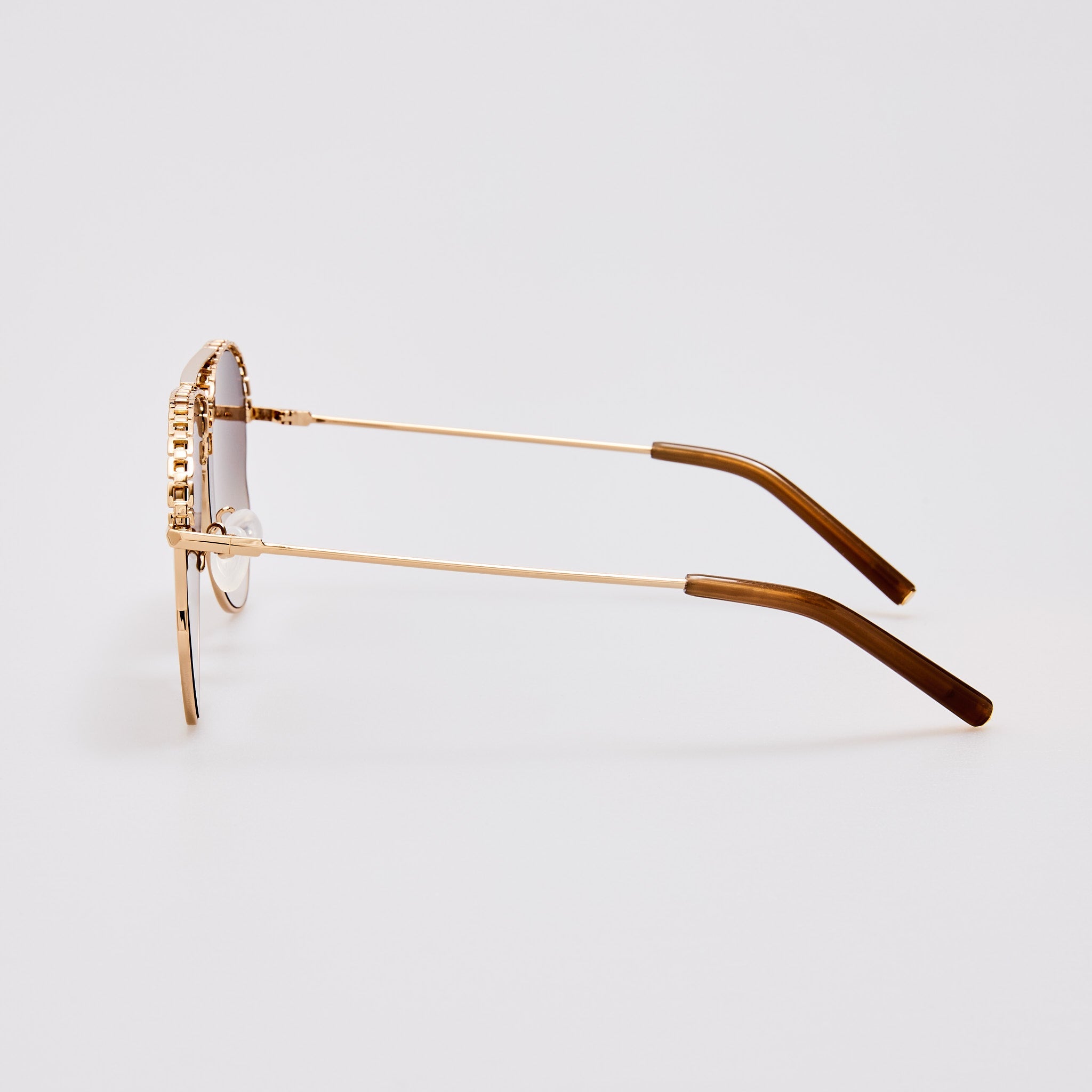 Kika Aviator Sunglasses in Mocha and Rose Gold - LINDA FARROW - Sunglasses -