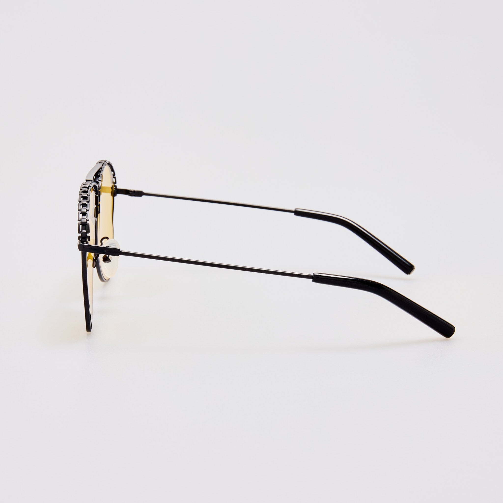 Kika Aviator Sunglasses in Yellow and Matt Black - LINDA FARROW - Sunglasses -