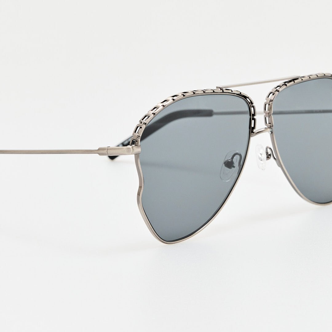 Kika Mendoza Sunglasses in Antique Silver and Grey - LINDA FARROW - Sunglasses -