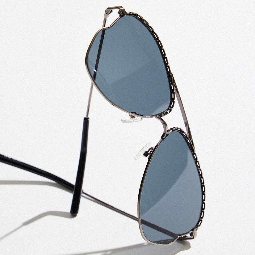 Kika Mendoza Sunglasses in Antique Silver and Grey - LINDA FARROW - Sunglasses -