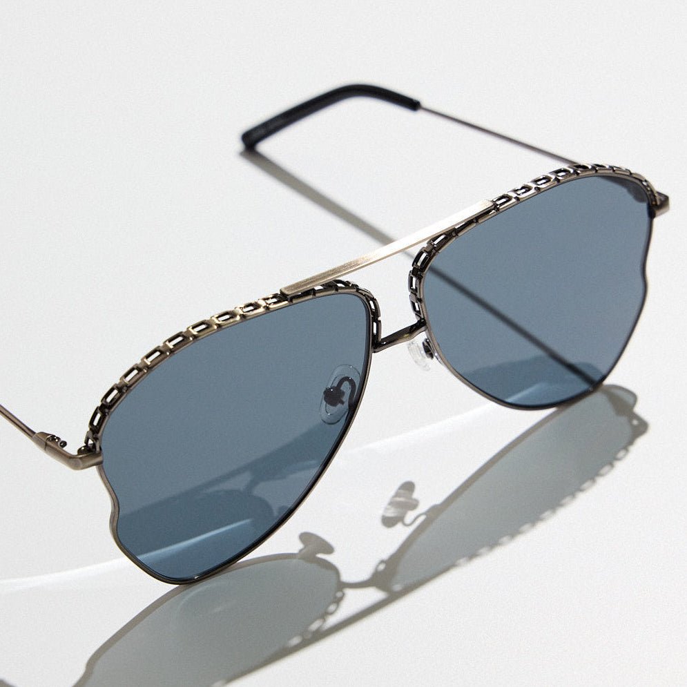 Kika Mendoza Sunglasses in Antique Silver and Grey - LINDA FARROW - Sunglasses -