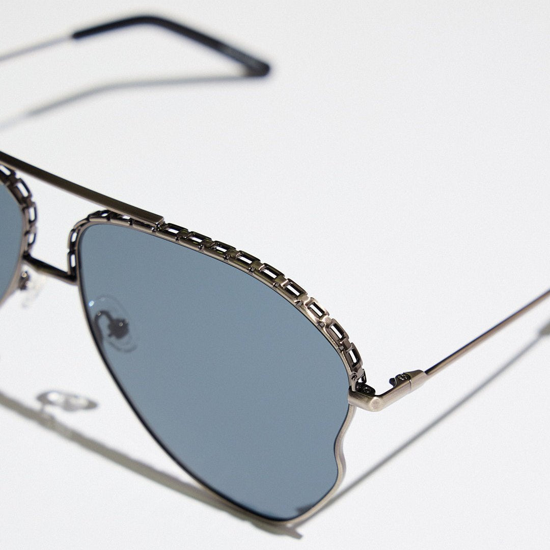 Kika Mendoza Sunglasses in Antique Silver and Grey - LINDA FARROW - Sunglasses -