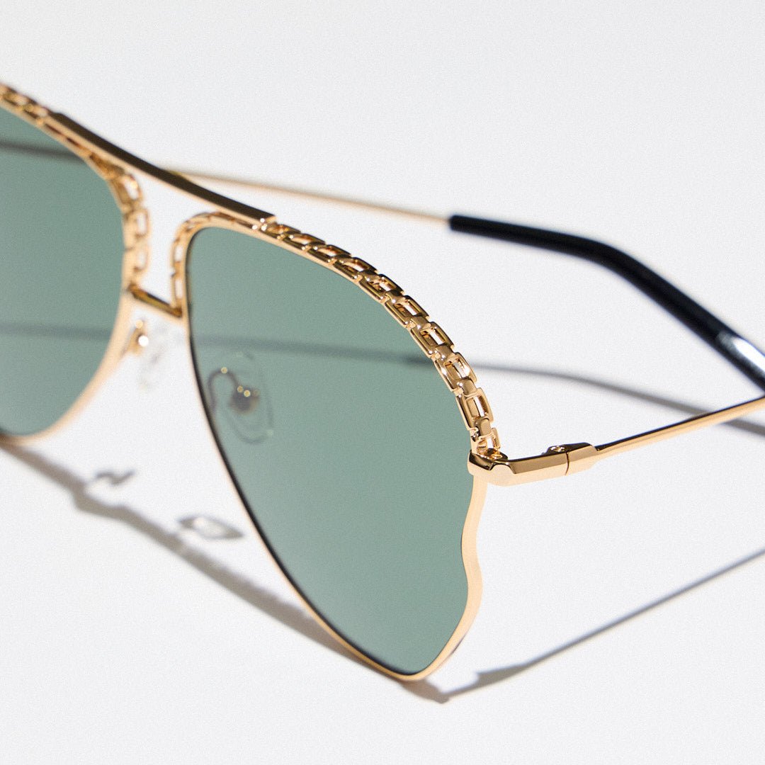 Kika Mendoza Sunglasses in Gold and Green - LINDA FARROW - Sunglasses -