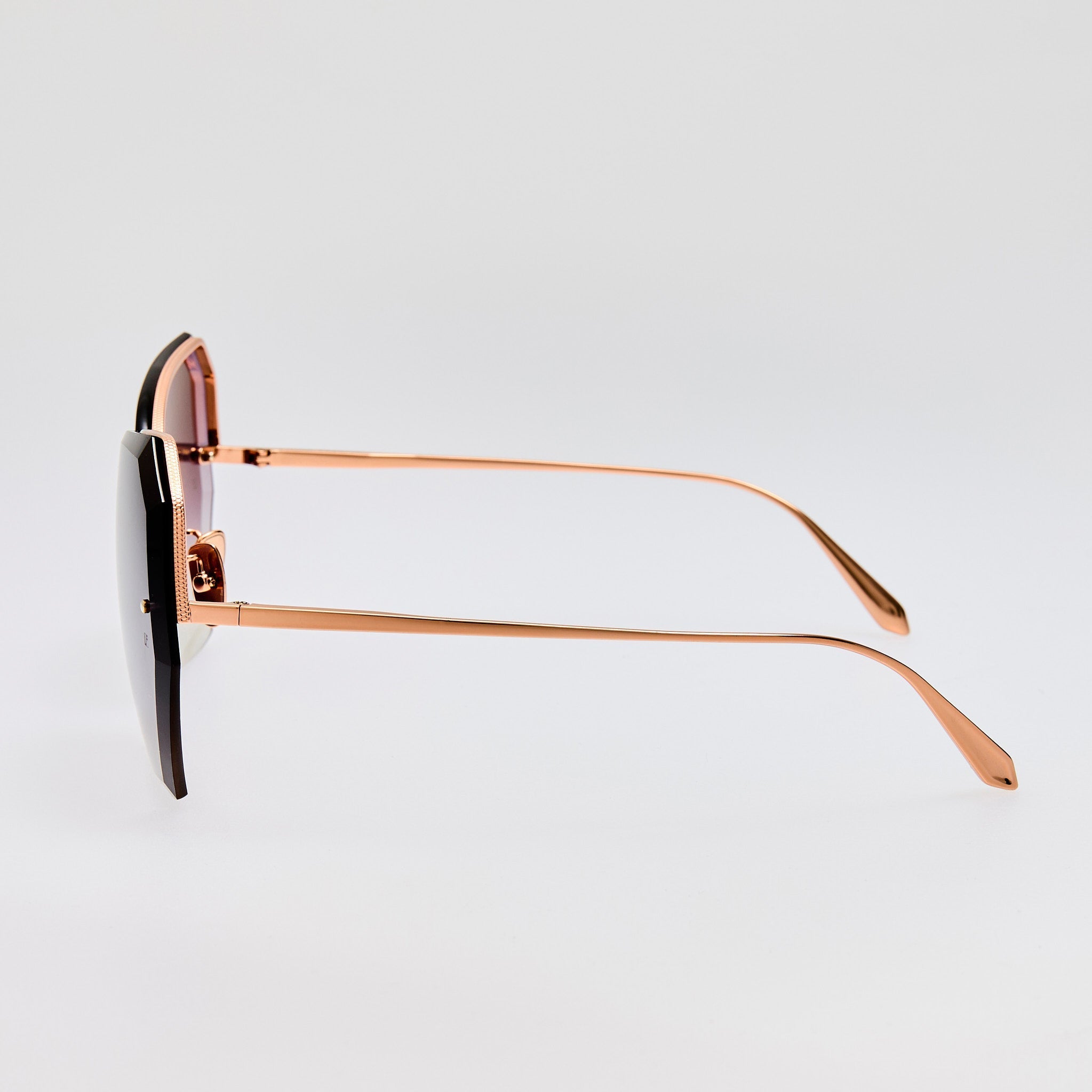 Lila Sunglasses in 18K Rose Gold and Grey - LINDA FARROW - Sunglasses -