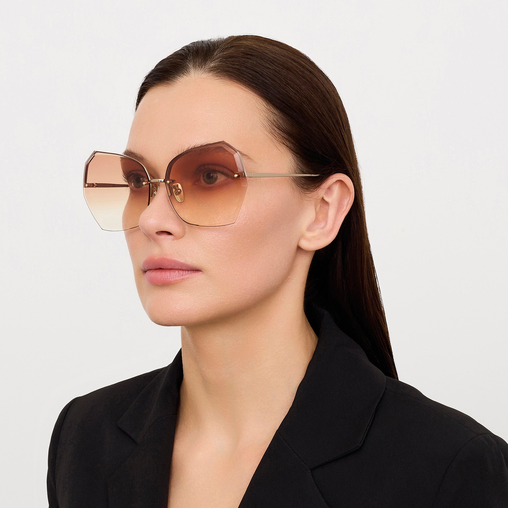 Lila Sunglasses in 22K Gold and Camel - LINDA FARROW - Sunglasses -