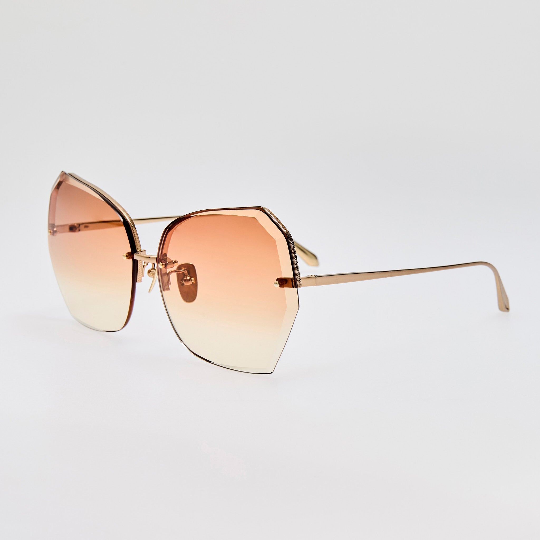 Lila Sunglasses in 22K Gold and Camel - LINDA FARROW - Sunglasses -