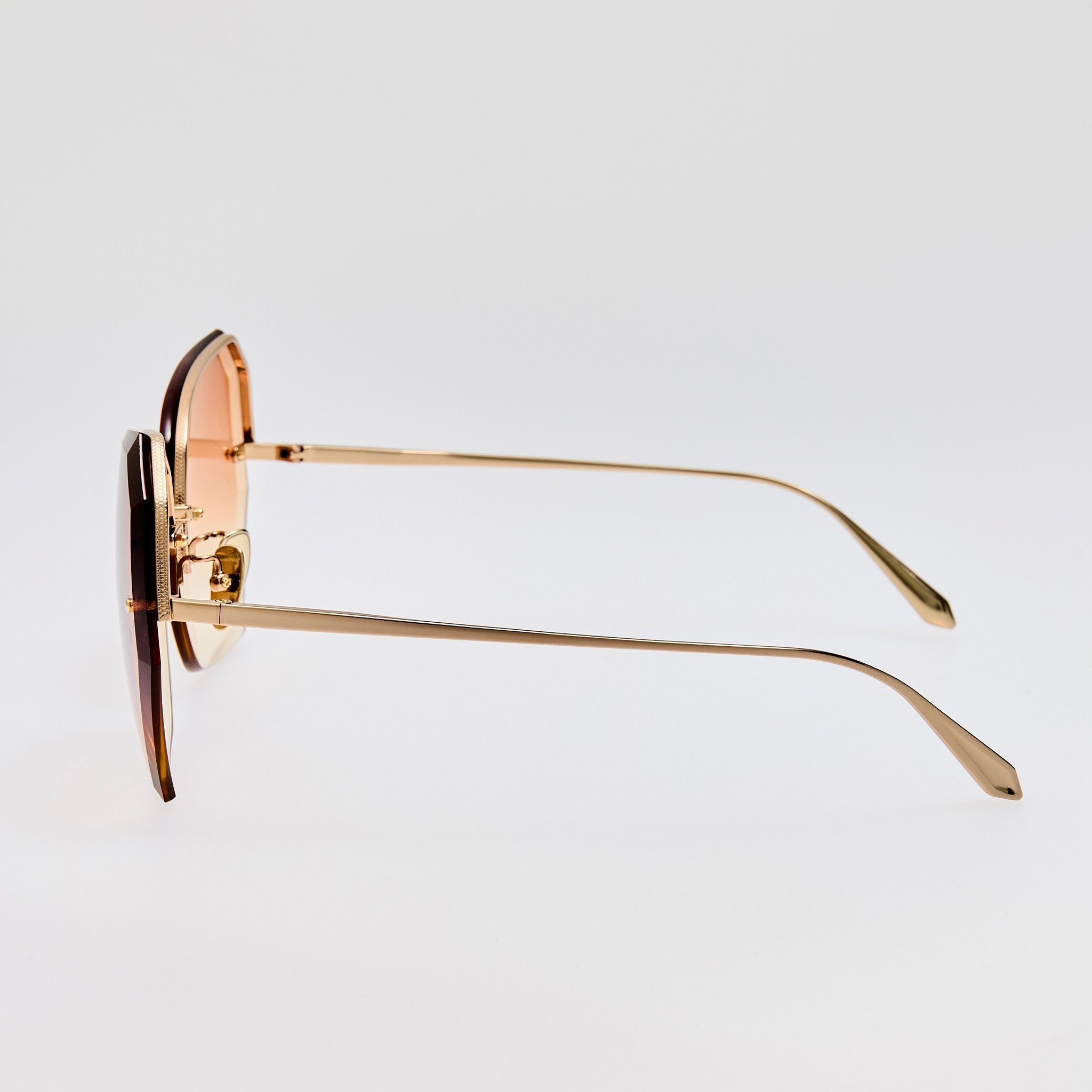 Lila Sunglasses in 22K Gold and Camel - LINDA FARROW - Sunglasses -
