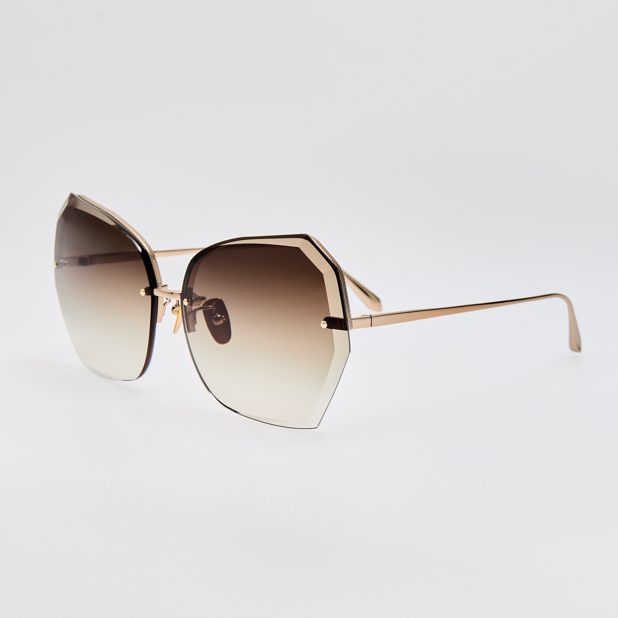 Lila Sunglasses in 22K Gold and Mocha - LINDA FARROW - Sunglasses -