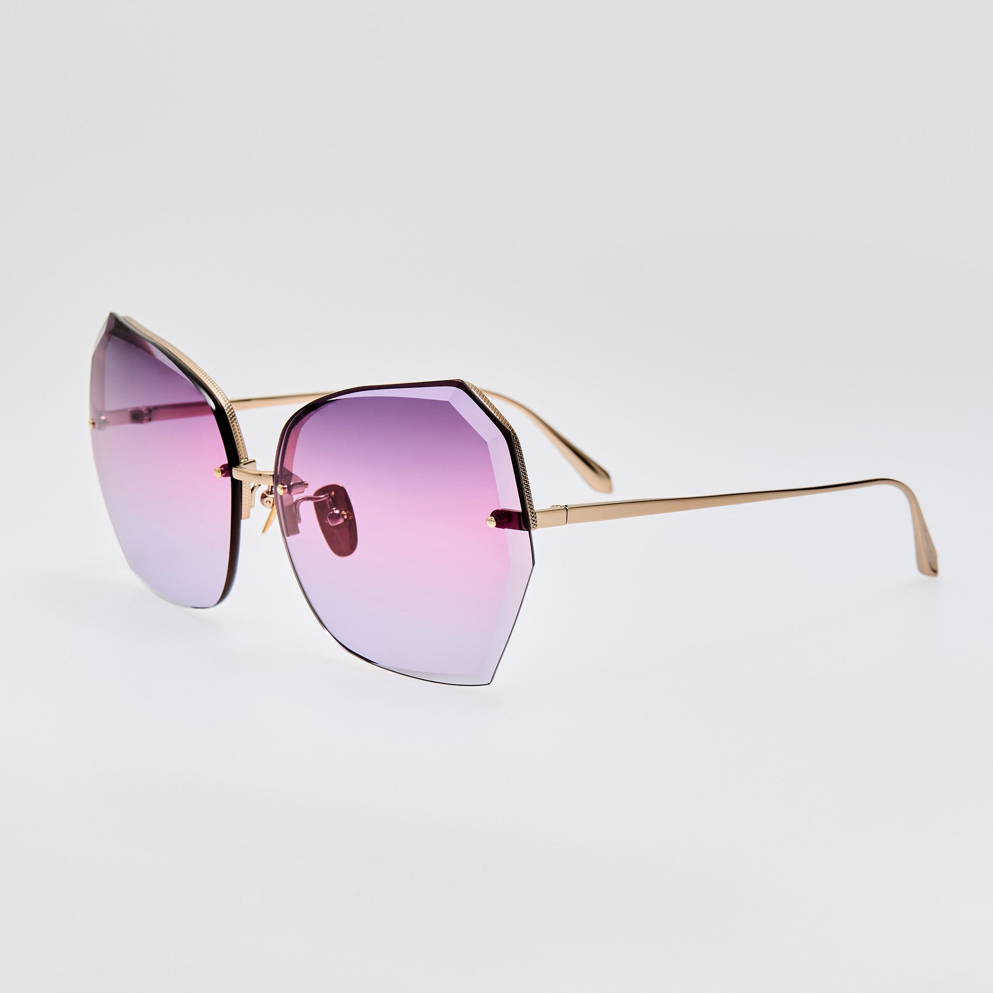 Lila Sunglasses in 22K Gold and Purple - LINDA FARROW - Sunglasses -