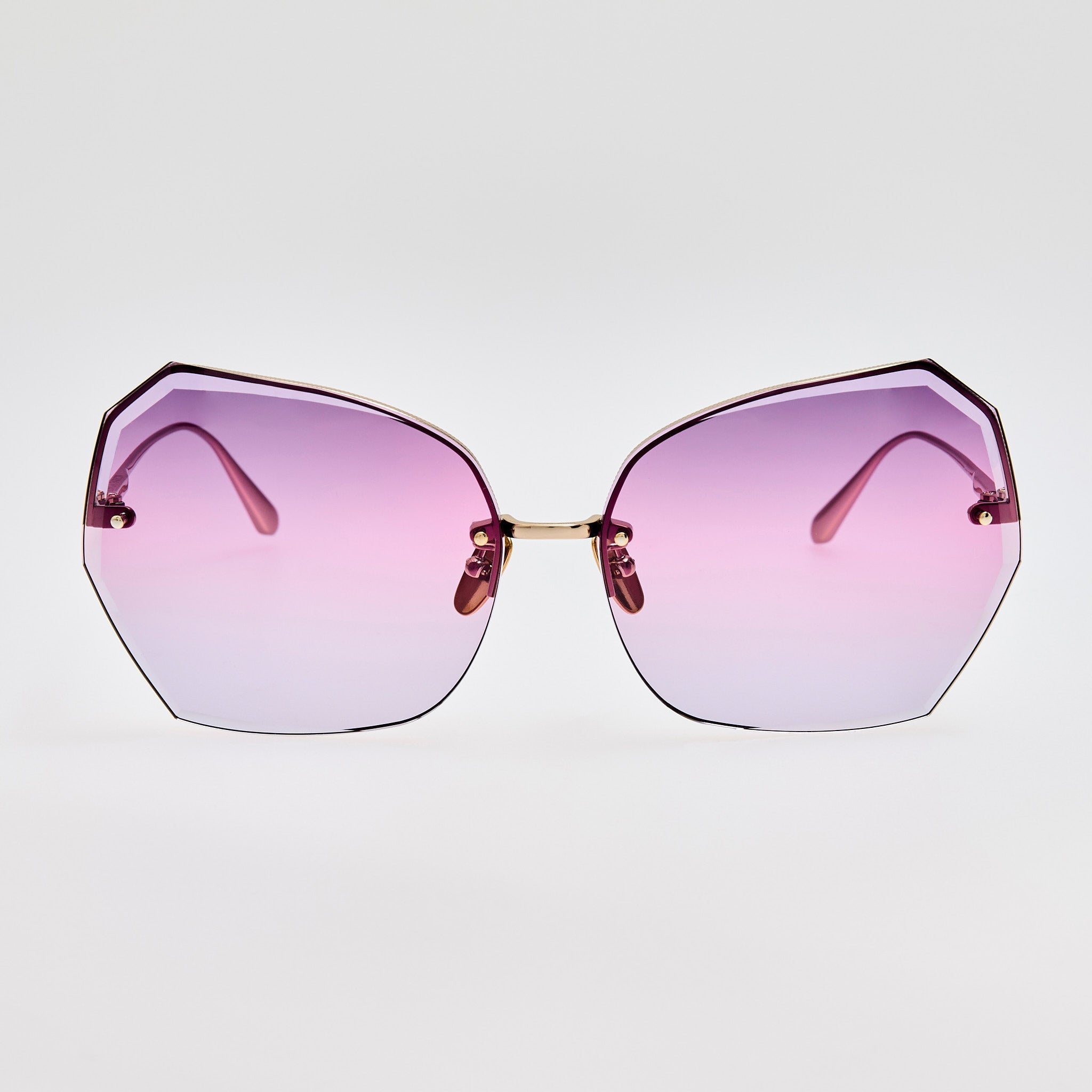 Lila Sunglasses in 22K Gold and Purple - LINDA FARROW - Sunglasses -