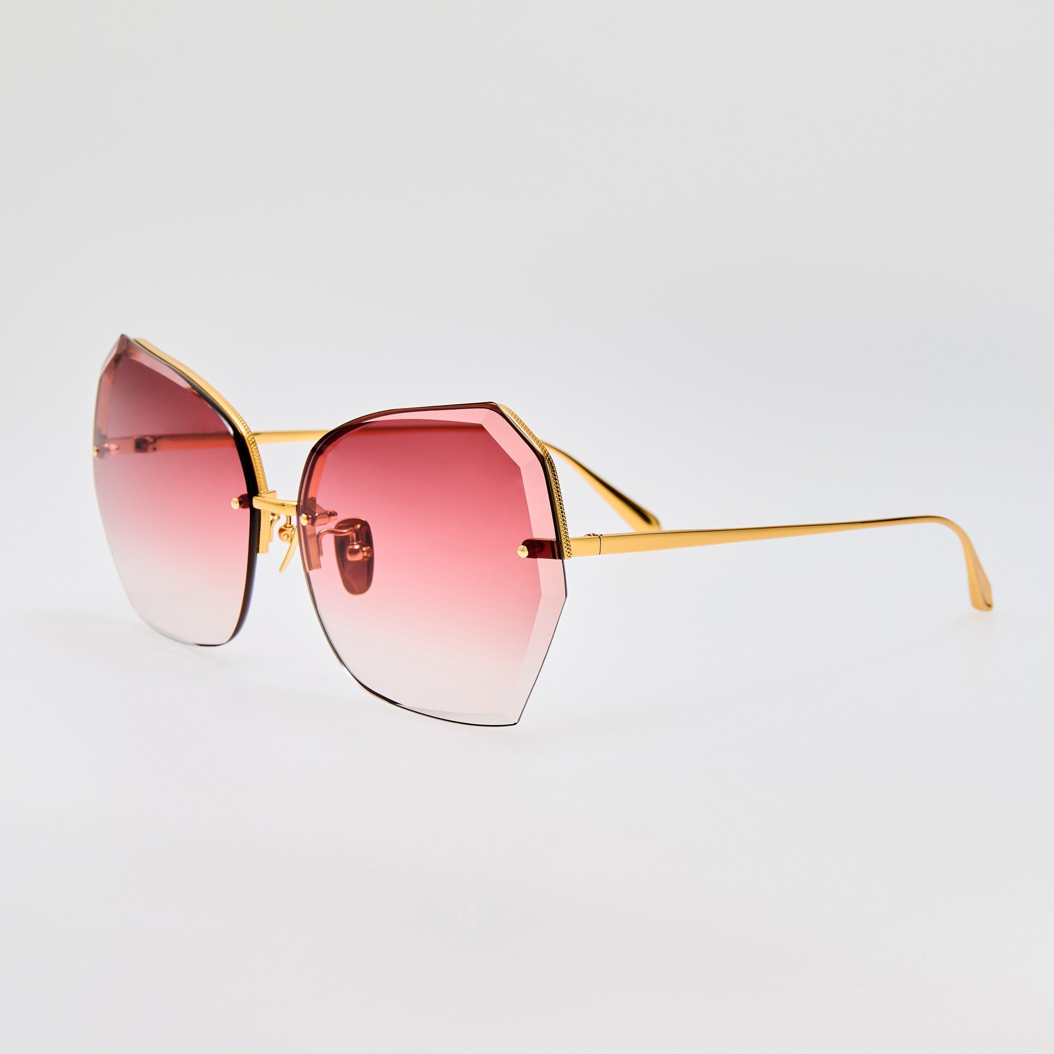 Lila Sunglasses in 22K Gold and Red - LINDA FARROW - Sunglasses -