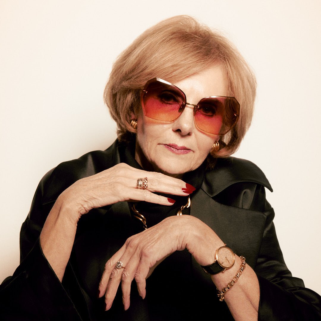 Lila Sunglasses in 22k Gold and Sunset Gradient - LINDA FARROW - Sunglasses -