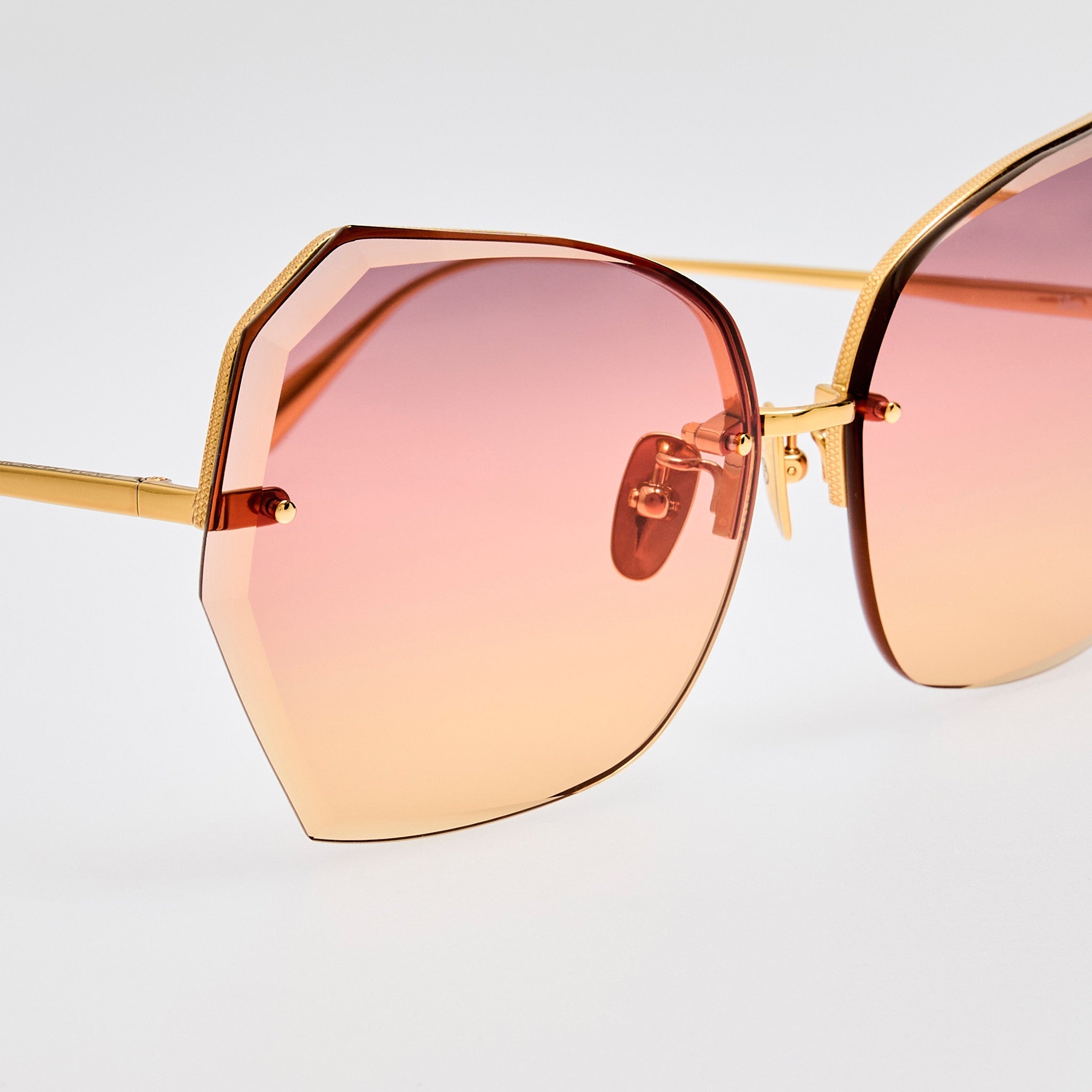 Lila Sunglasses in 22k Gold and Sunset Gradient - LINDA FARROW - Sunglasses -