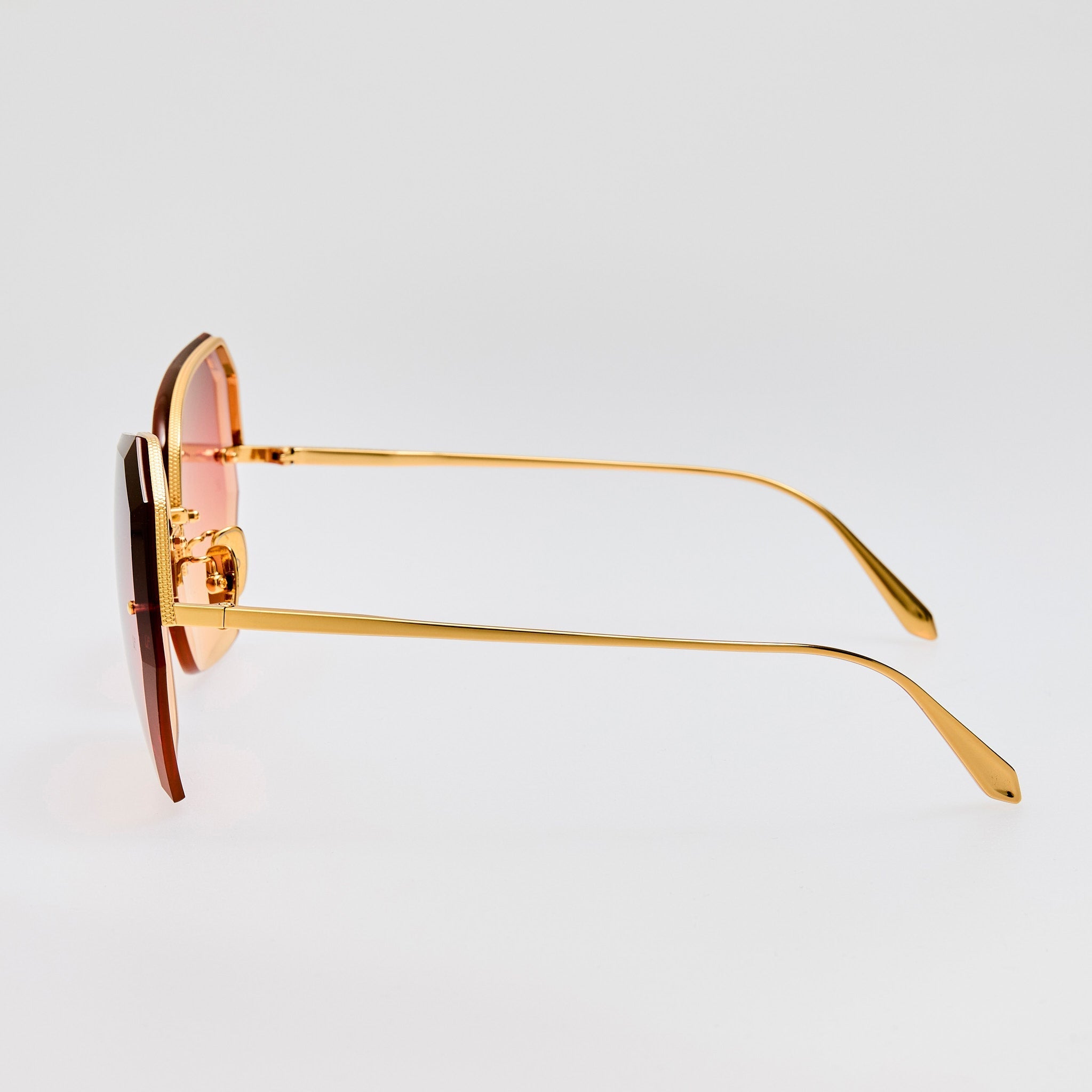 Lila Sunglasses in 22k Gold and Sunset Gradient - LINDA FARROW - Sunglasses -
