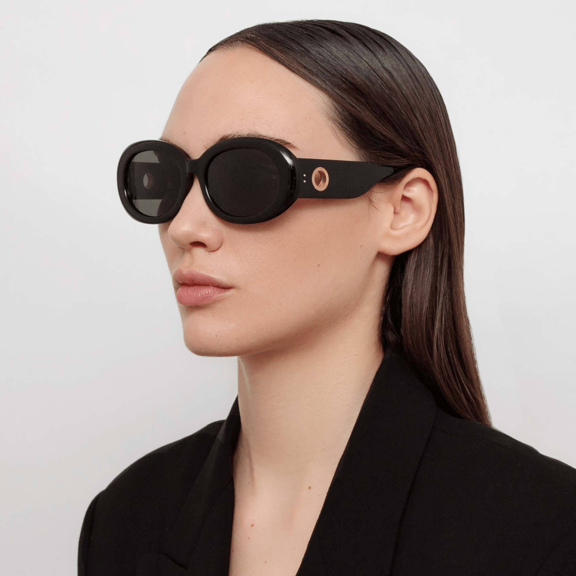 Lina Sunglasses in Black - LINDA FARROW - Sunglasses -