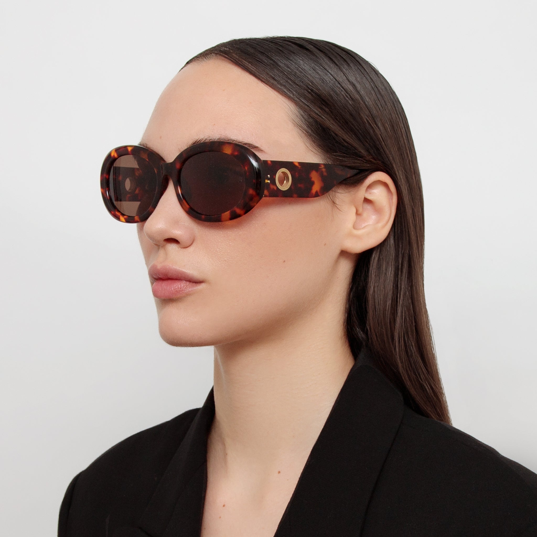 Lina Sunglasses in Tortoiseshell - LINDA FARROW - Sunglasses -