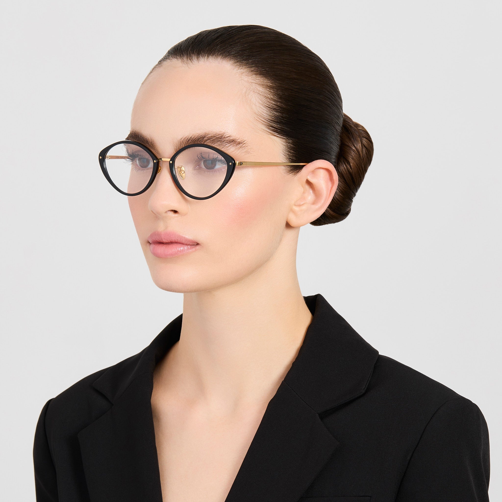 Lucy Optical Frame in 22K Gold and Black - LINDA FARROW-Optical Frame-