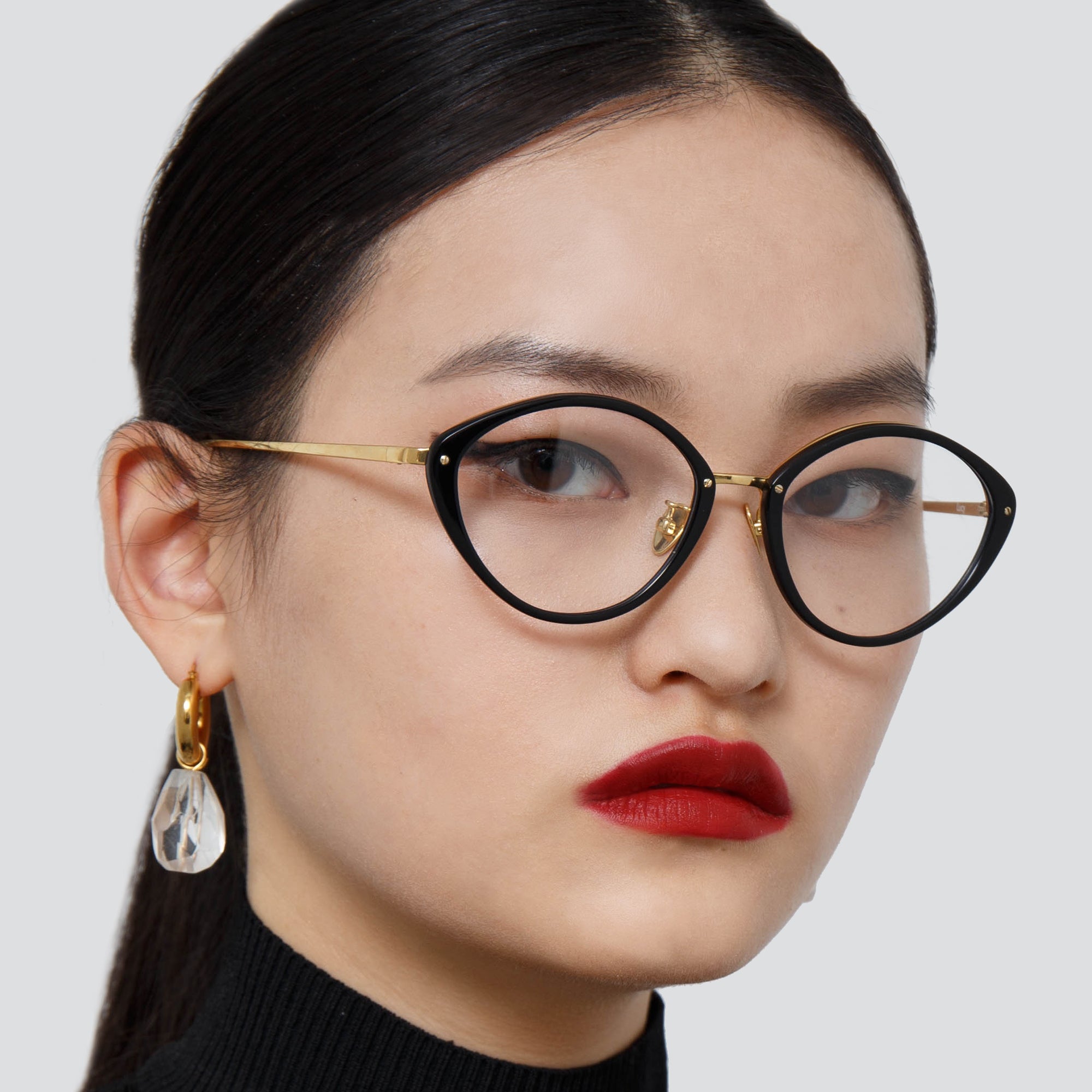 Lucy Optical Frame in Black - LINDA FARROW - Optical Frame -