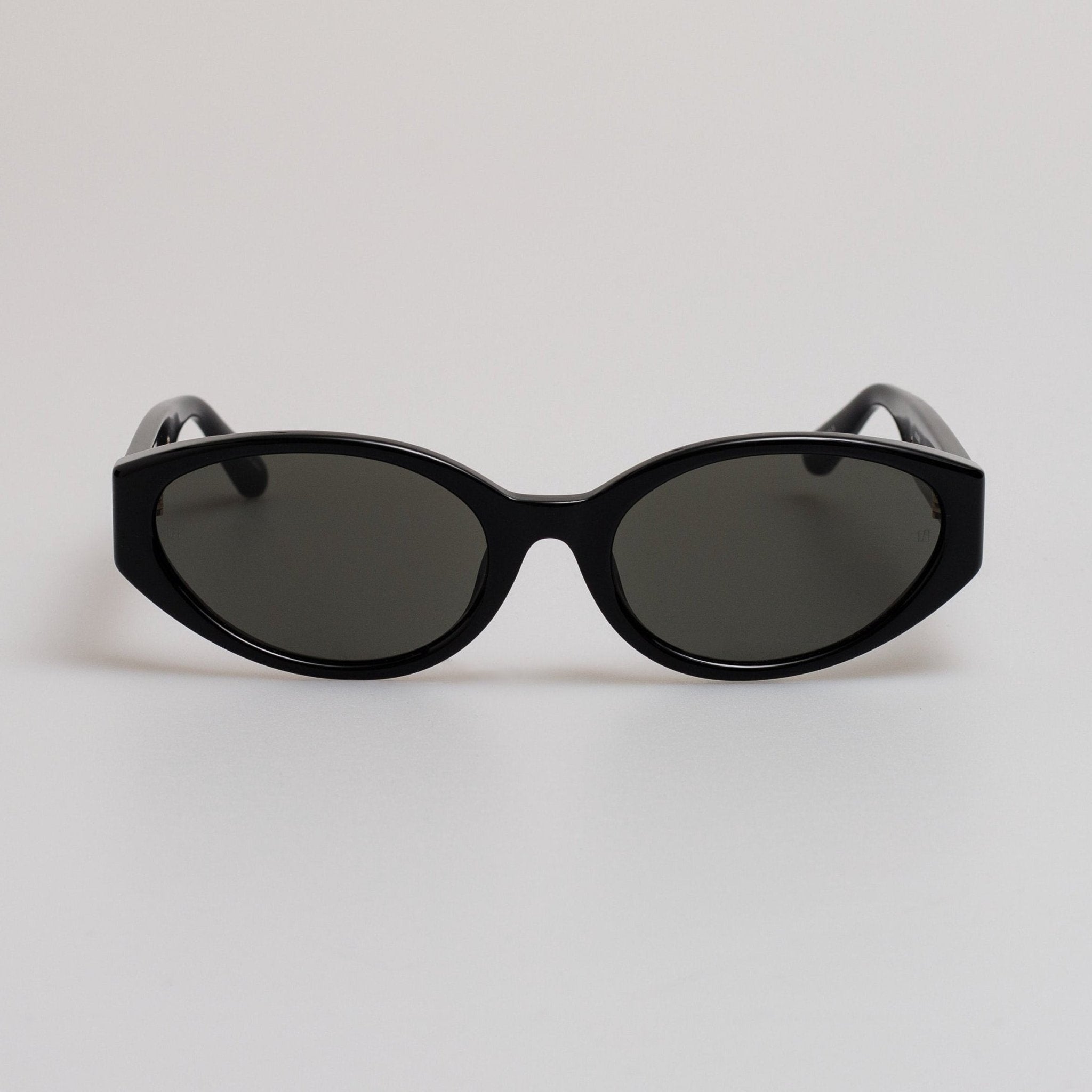 Lyra Oval Sunglasses in Black by LINDA FARROW