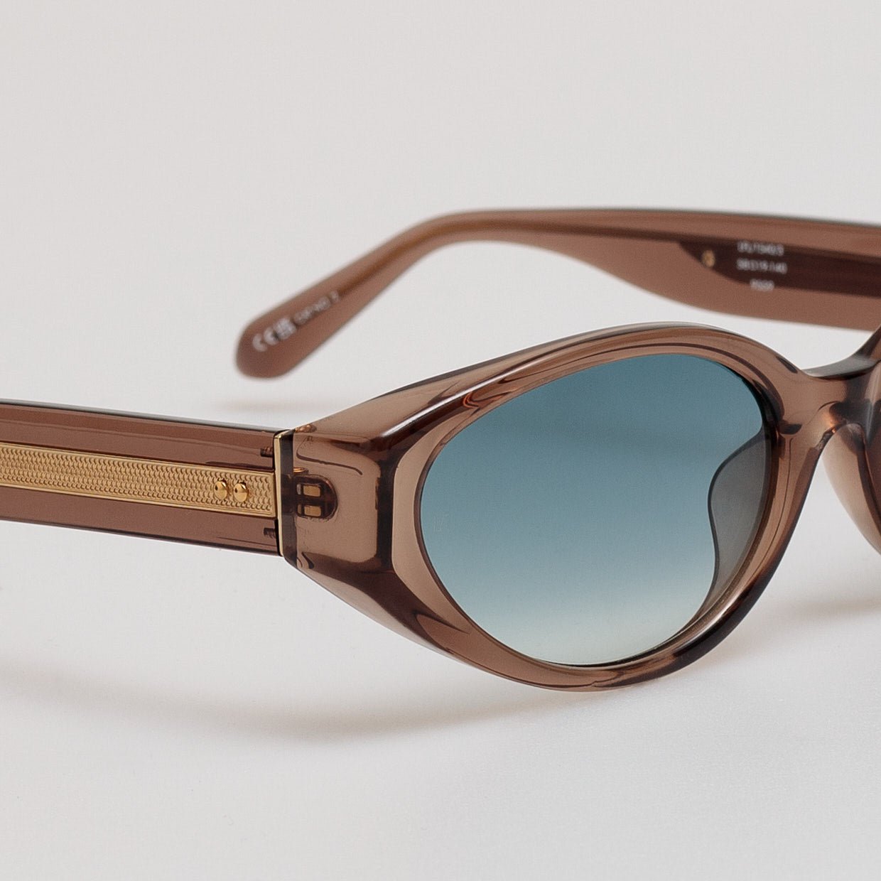 Lyra Oval Sunglasses in Brown and Aqua - LINDA FARROW - Sunglasses -