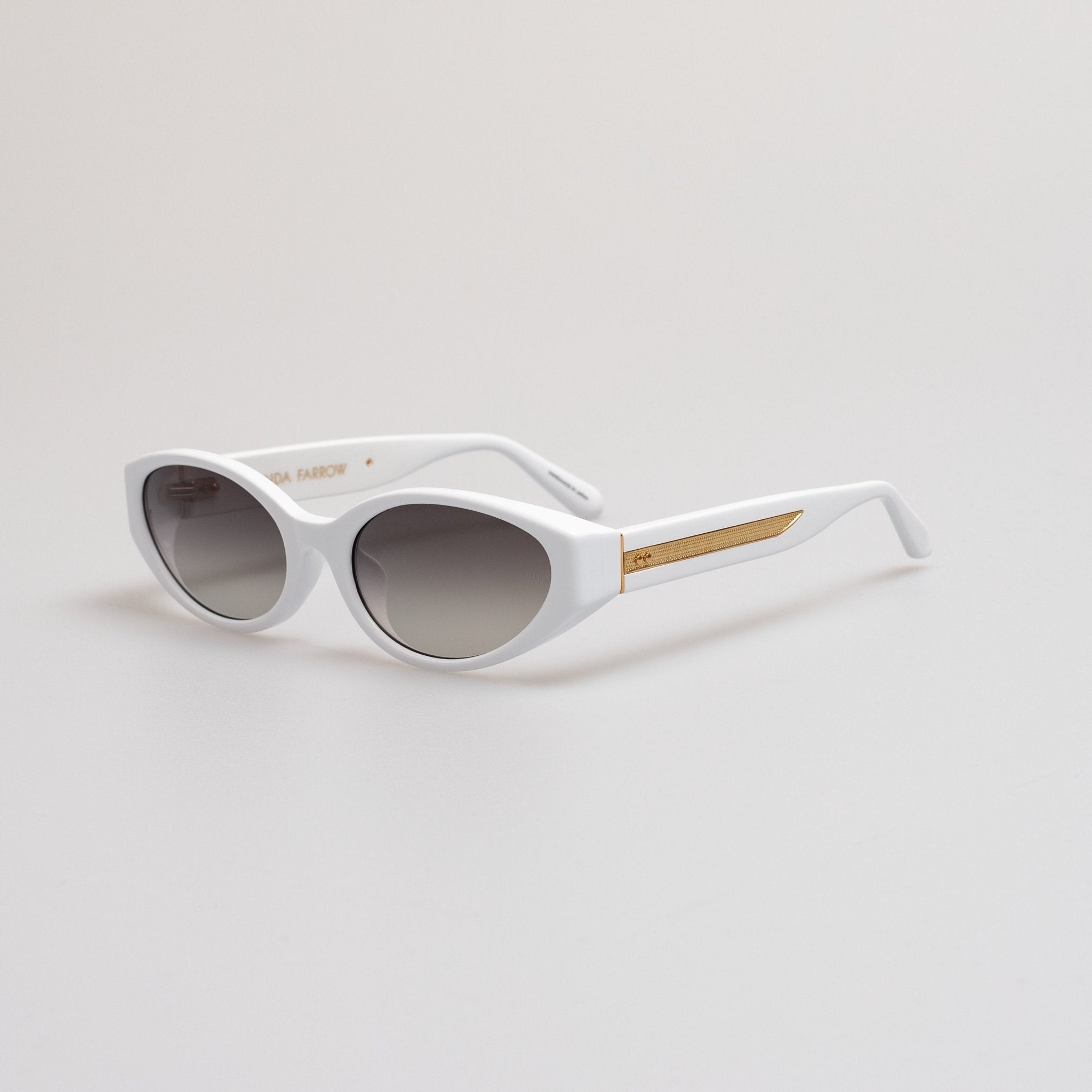 Lyra Oval Sunglasses in White - LINDA FARROW - Sunglasses -