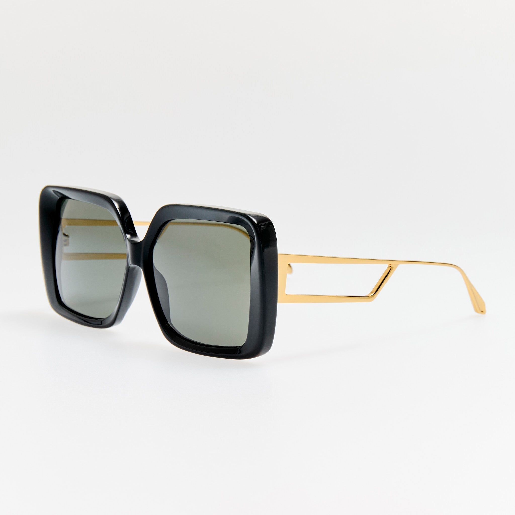Macy Vista Temple Sunglasses in Black - LINDA FARROW - Sunglasses -