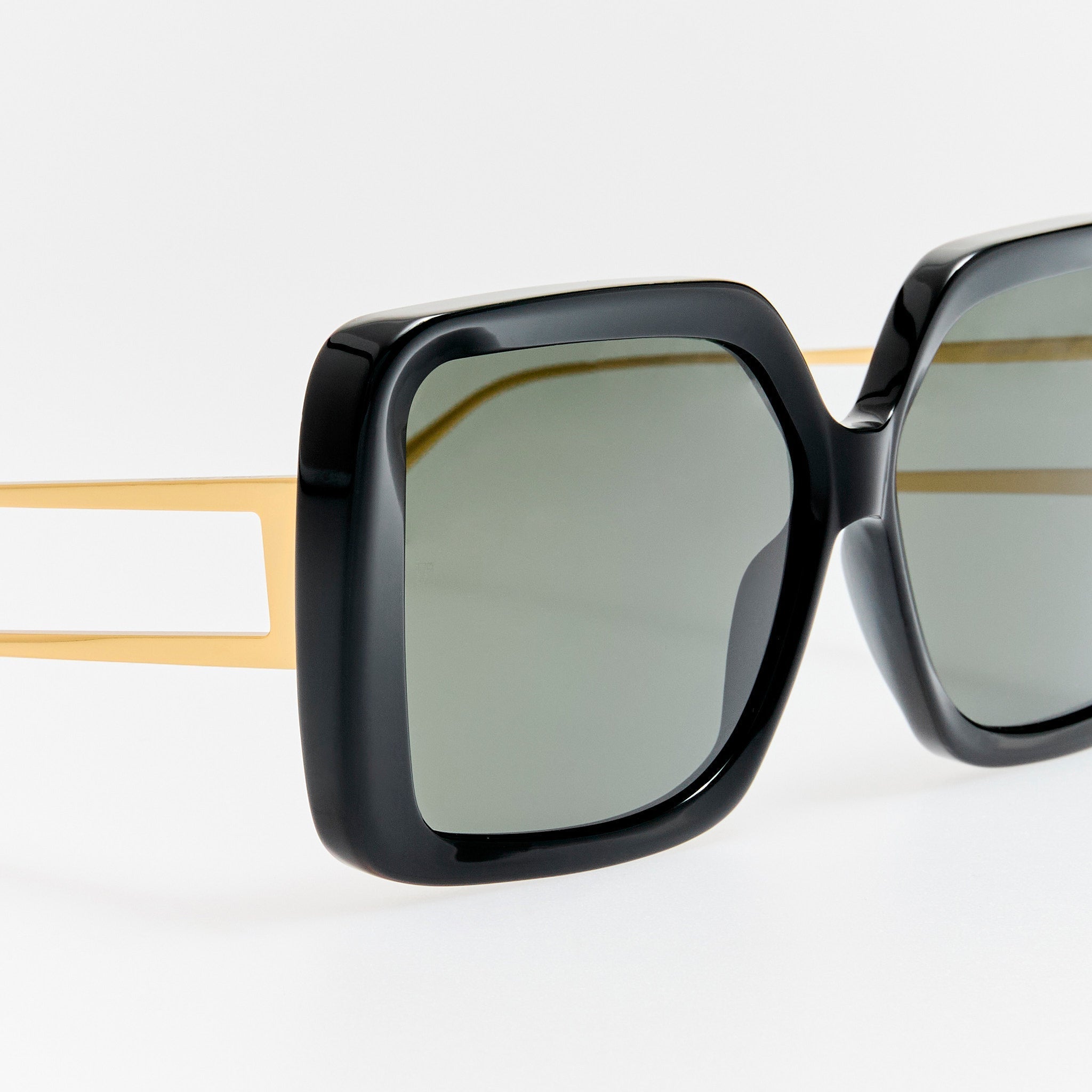 Macy Vista Temple Sunglasses in Black - LINDA FARROW - Sunglasses -