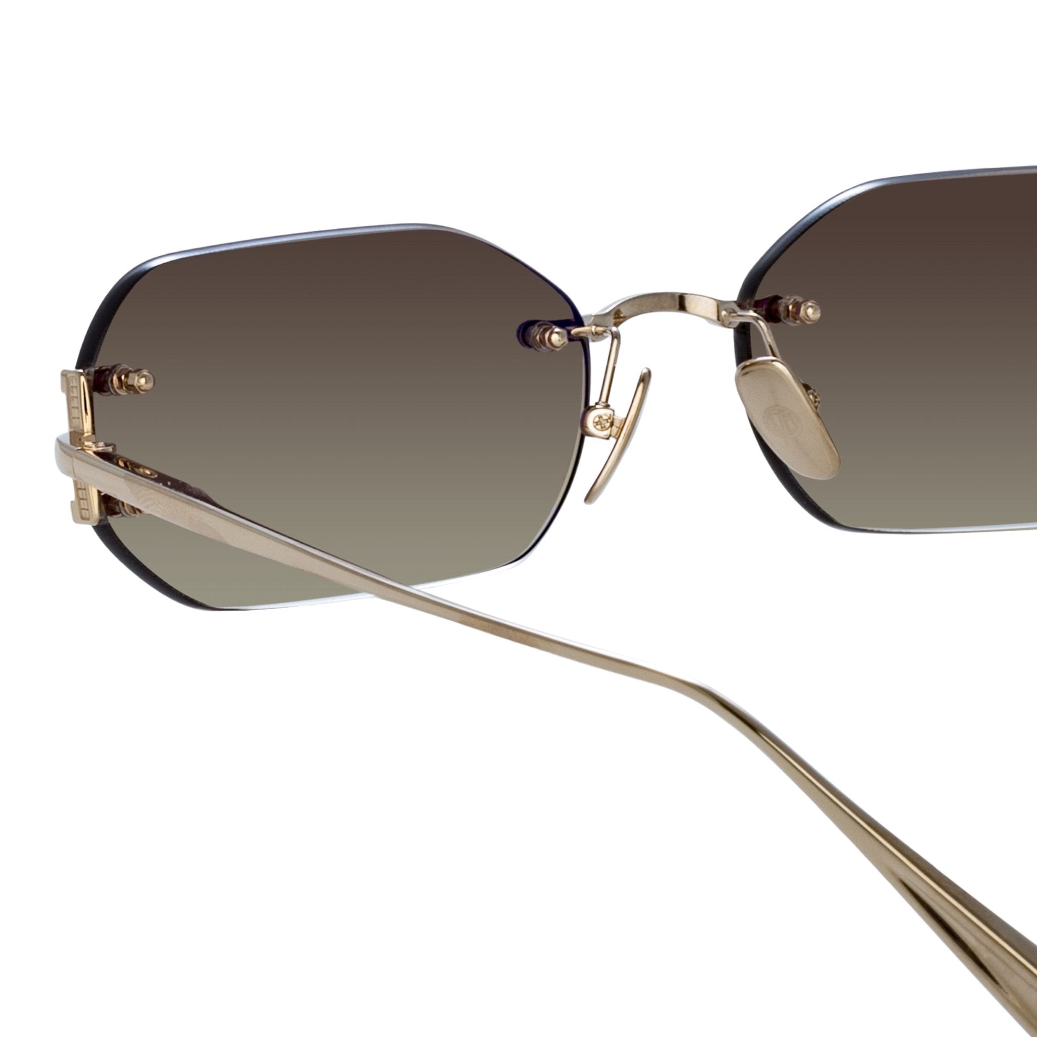 Magali Sunglasses in 22K Gold and Mocha - LINDA FARROW - Sunglasses -