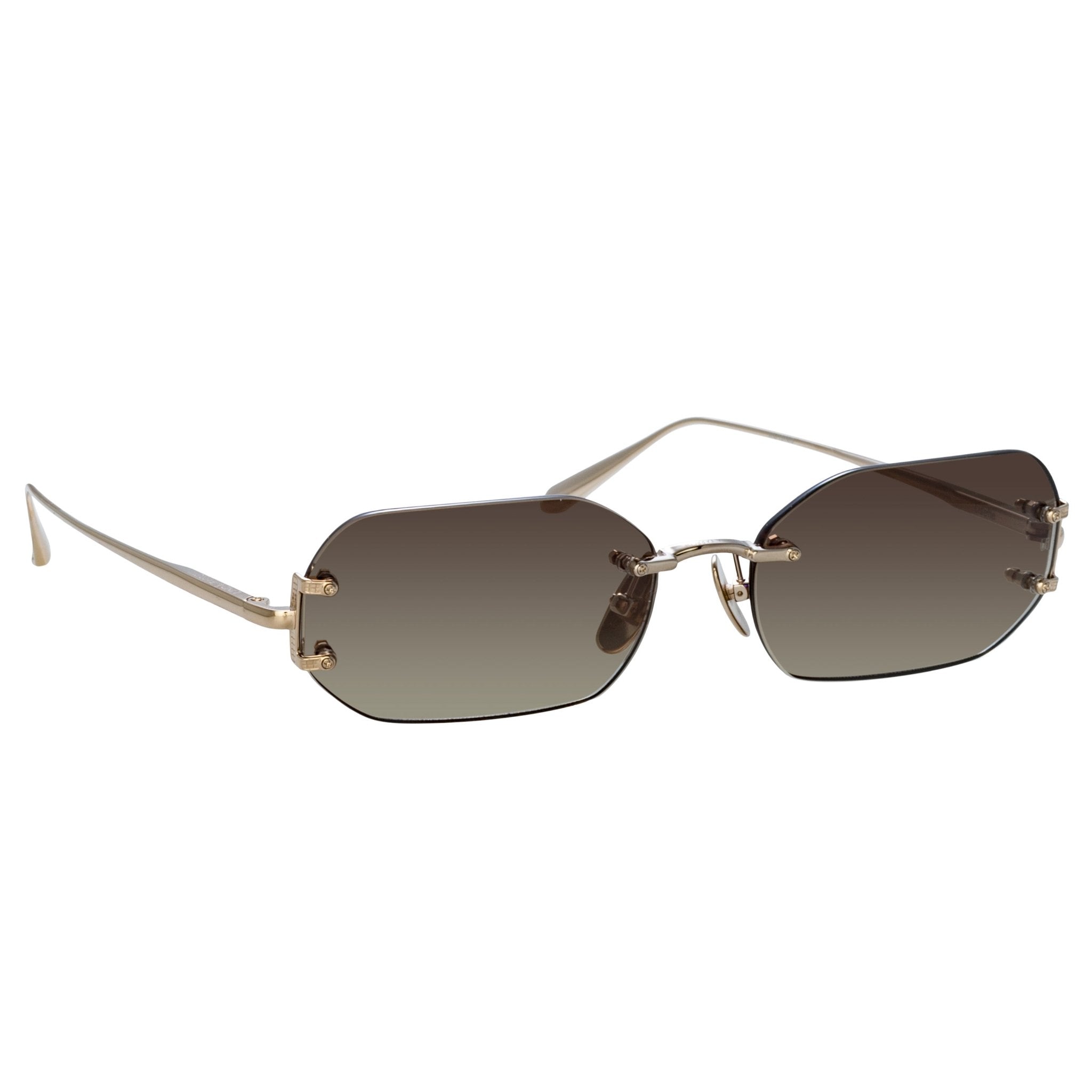 Magali Sunglasses in 22K Gold and Mocha - LINDA FARROW - Sunglasses -
