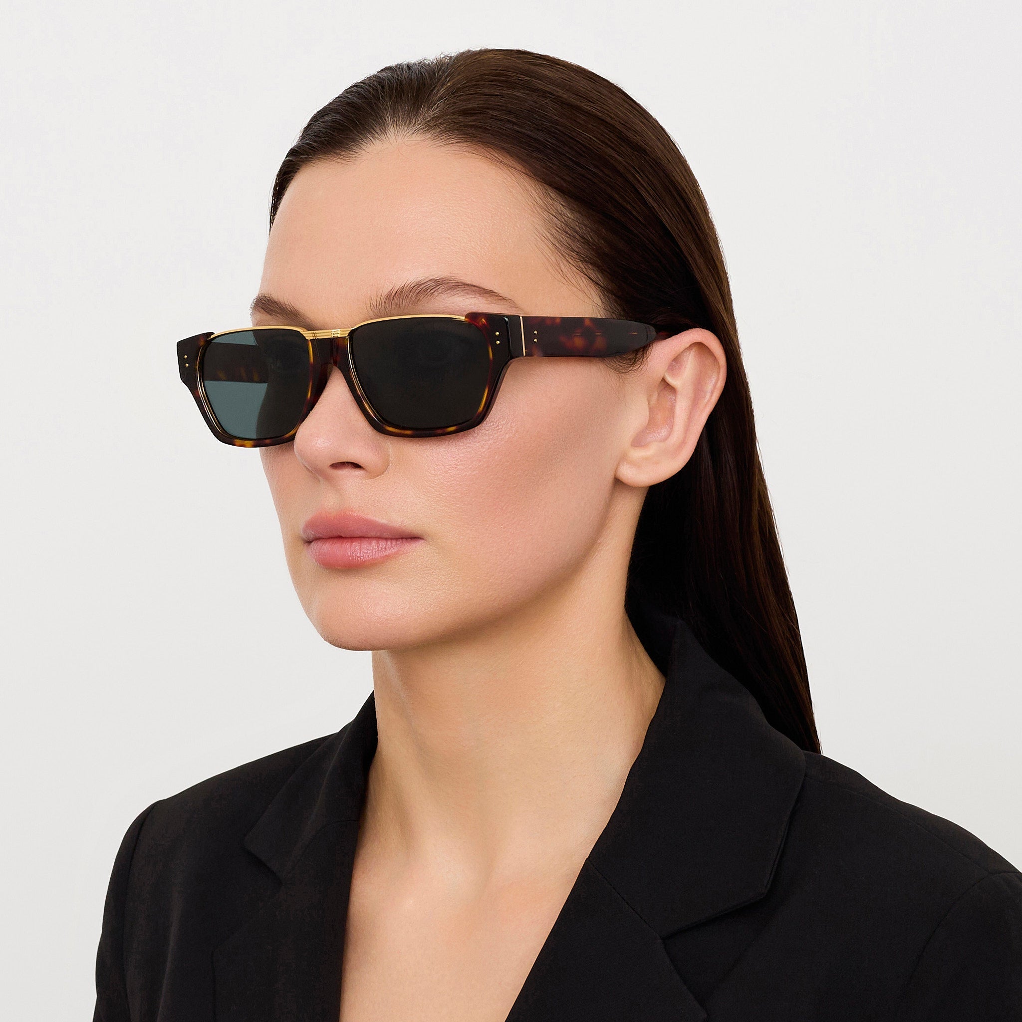Marcel Sunglasses in Dark Tortoiseshell - LINDA FARROW - Sunglasses -
