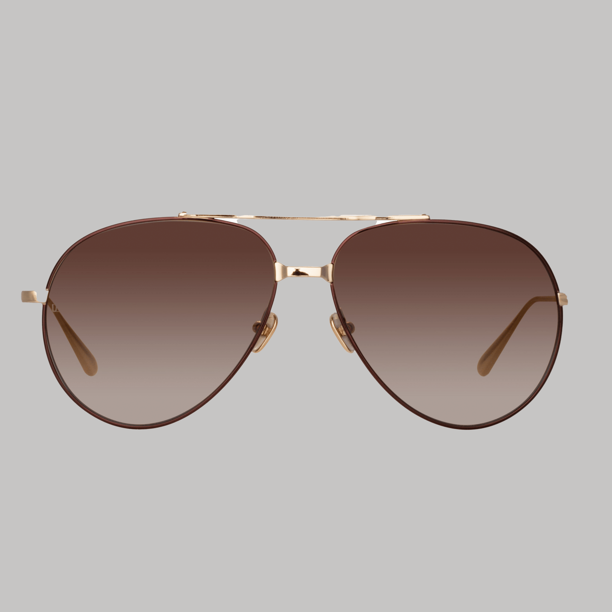 Marcelo Sunglasses in 22K Gold and Brown - LINDA FARROW - Sunglasses -
