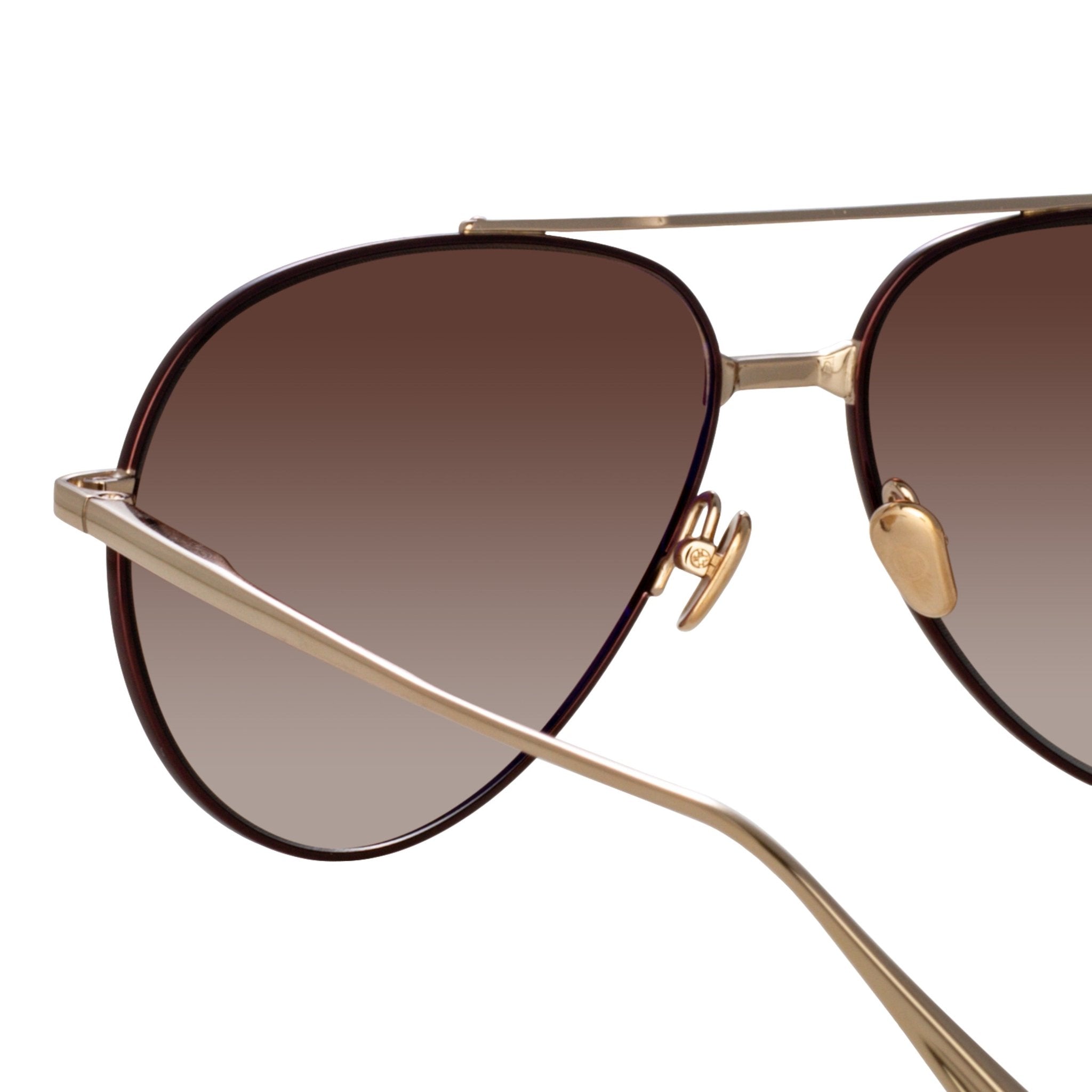 Marcelo Sunglasses in 22K Gold and Brown - LINDA FARROW - Sunglasses -