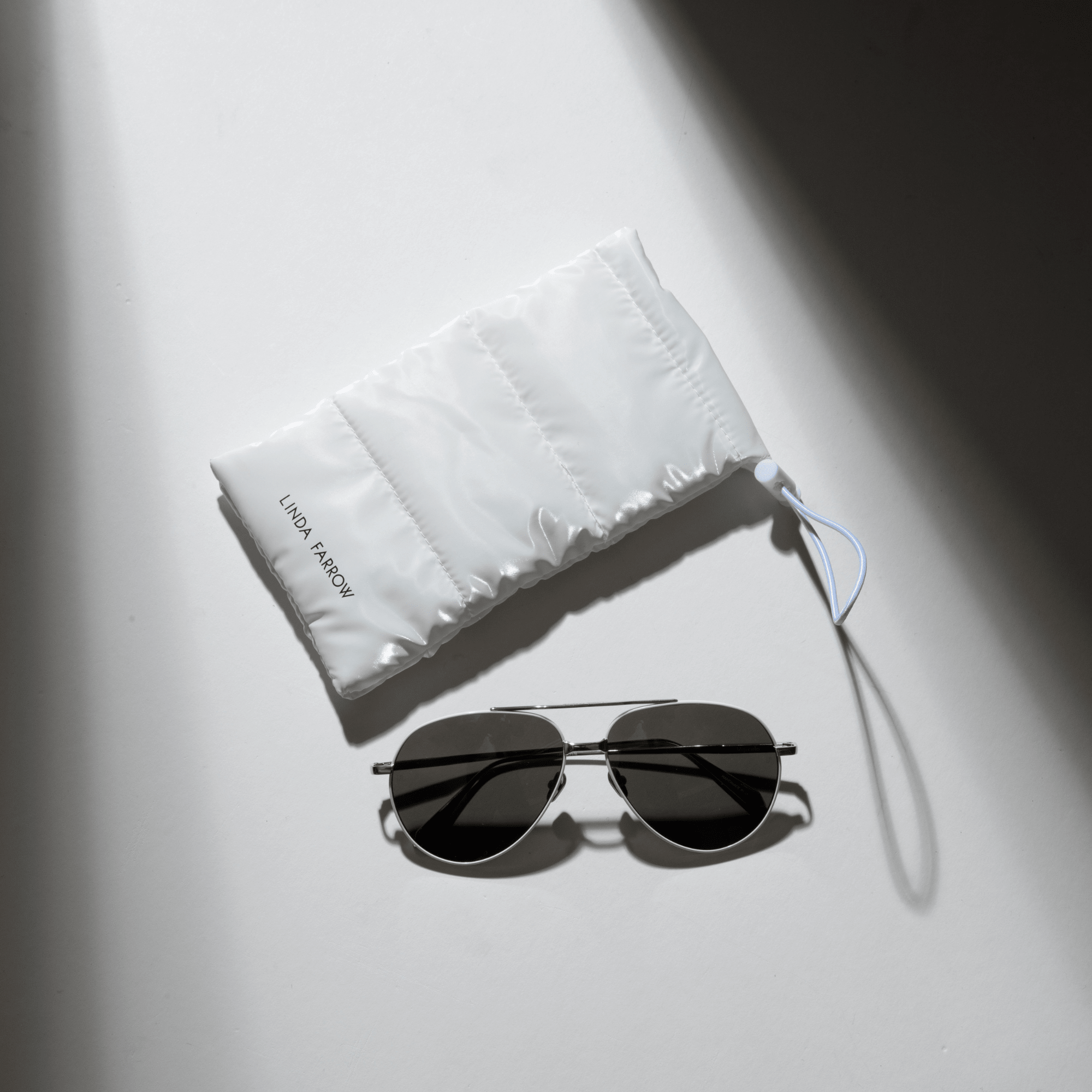 Marcelo Sunglasses in 22K White Gold and Grey - LINDA FARROW - Sunglasses -