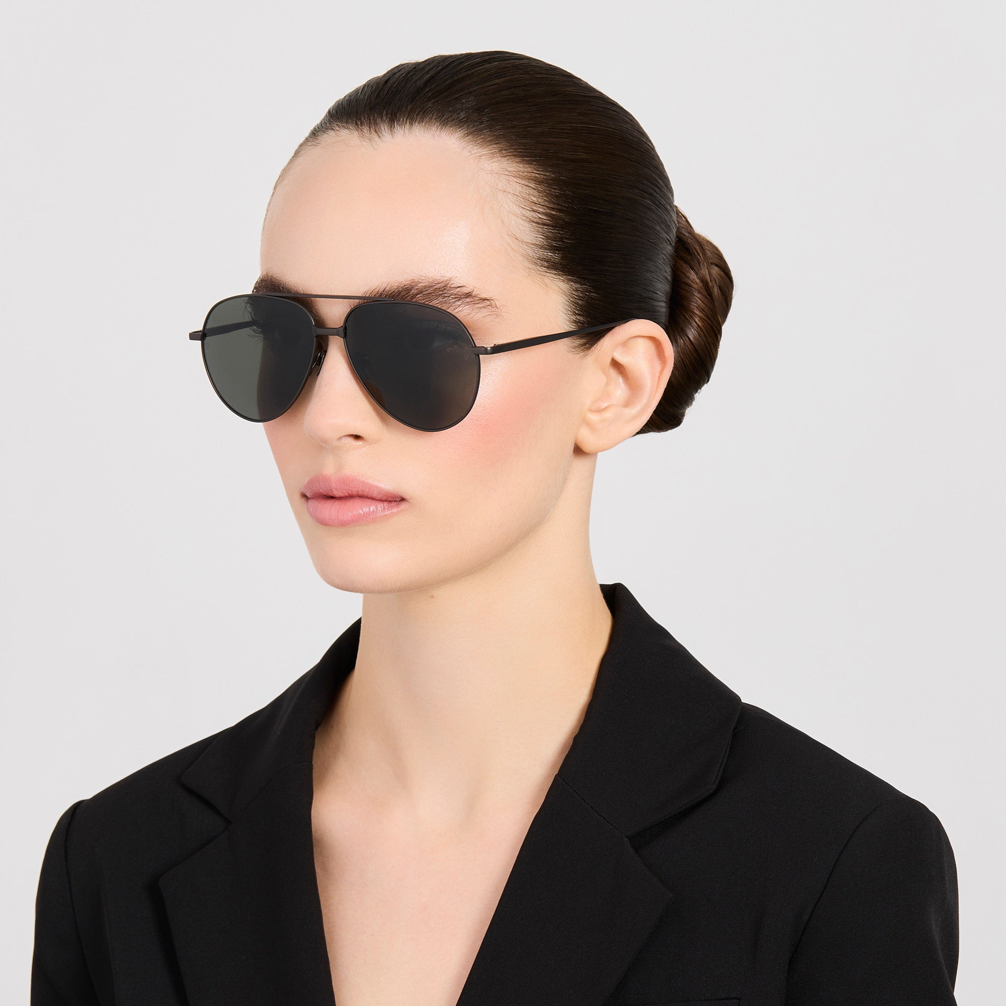 Marcelo Sunglasses in Matt Black Nickel - LINDA FARROW-Sunglasses-