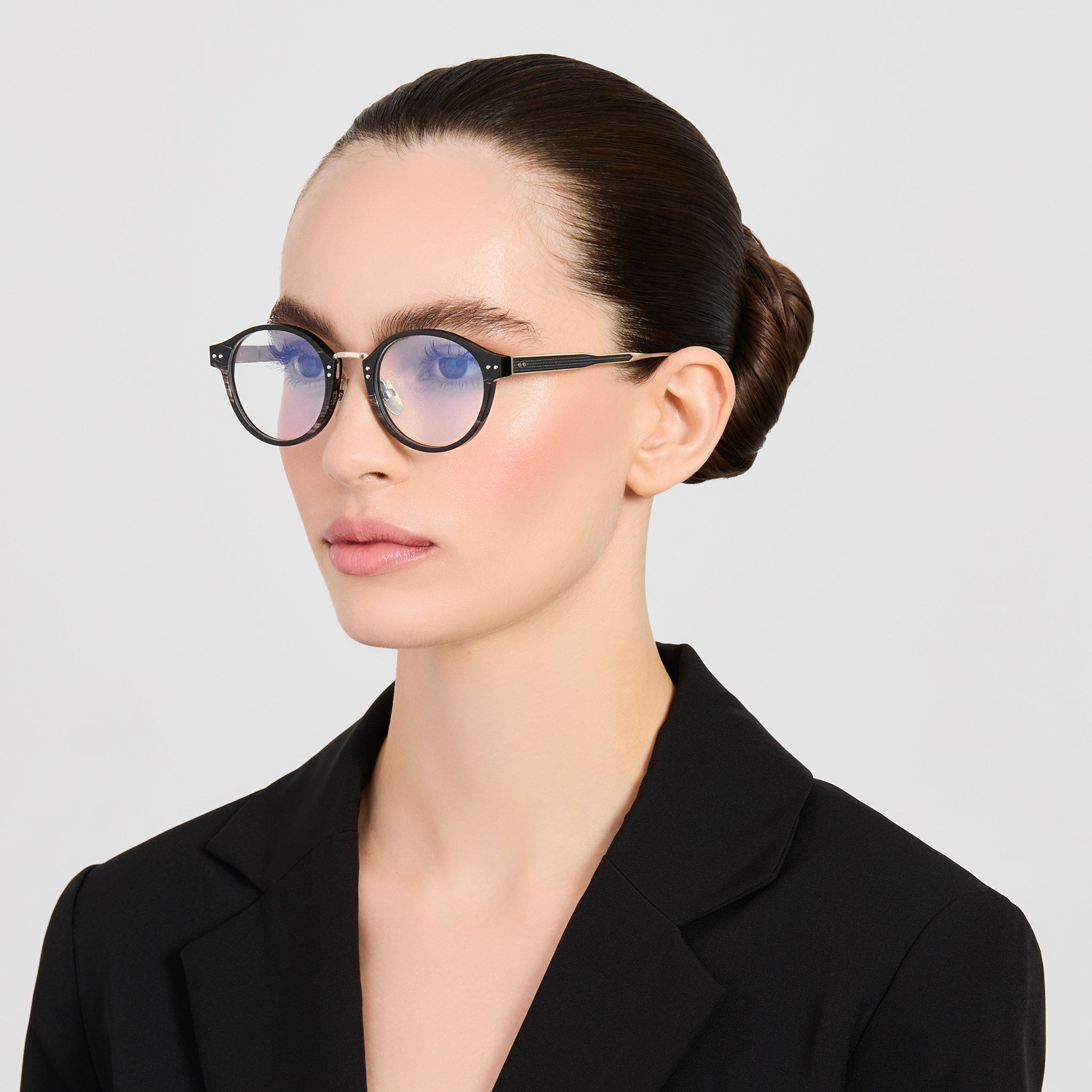 Marco Oval Optical Frame in Buffalo Horn and 925 Sterling Silver - LINDA FARROW-Optical Frame-