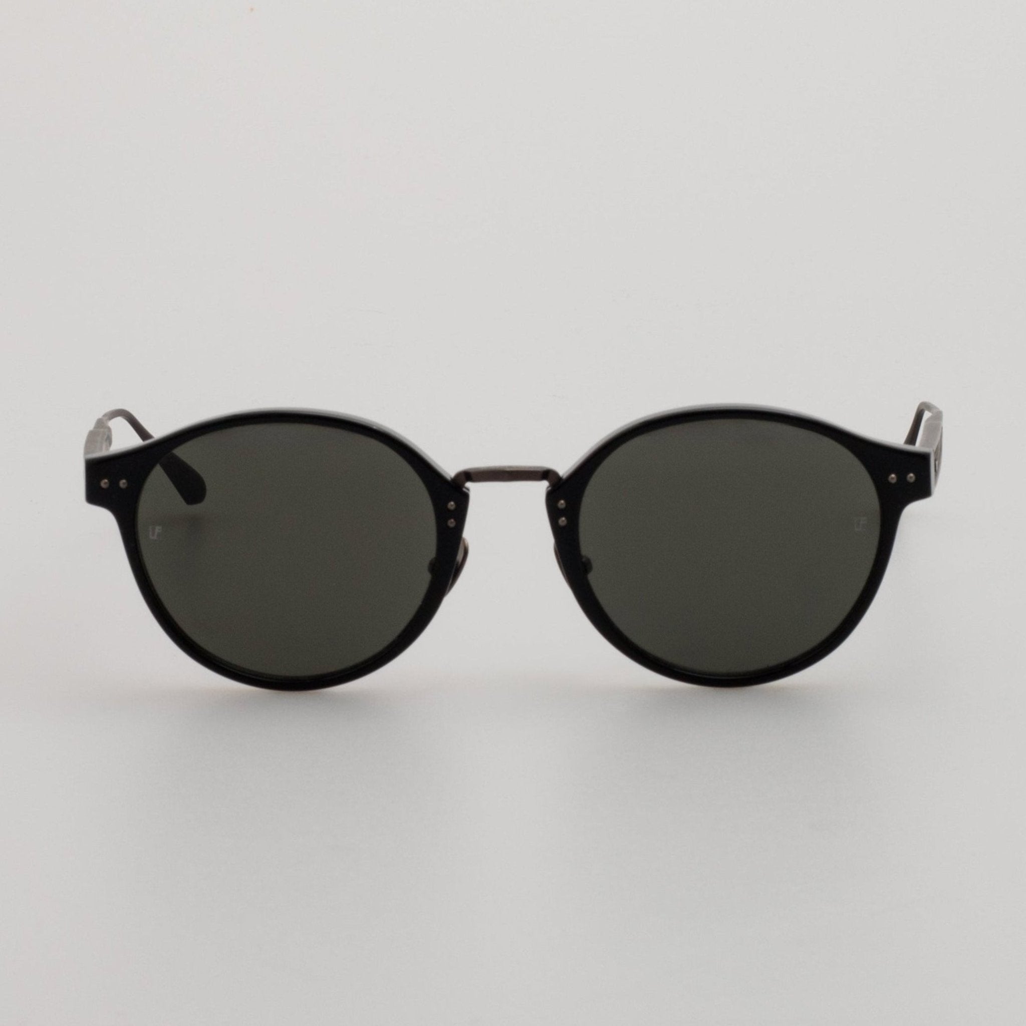 Marco Oval Sunglasses in Black Matt Nickel - LINDA FARROW - Sunglasses -