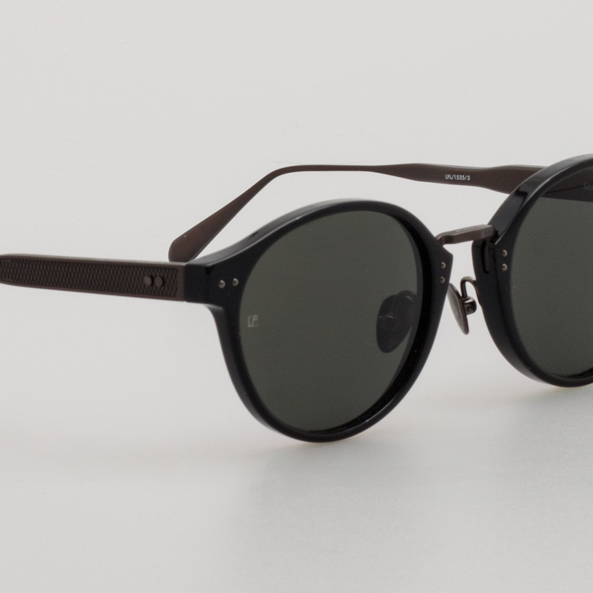Marco Oval Sunglasses in Black Matt Nickel - LINDA FARROW - Sunglasses -