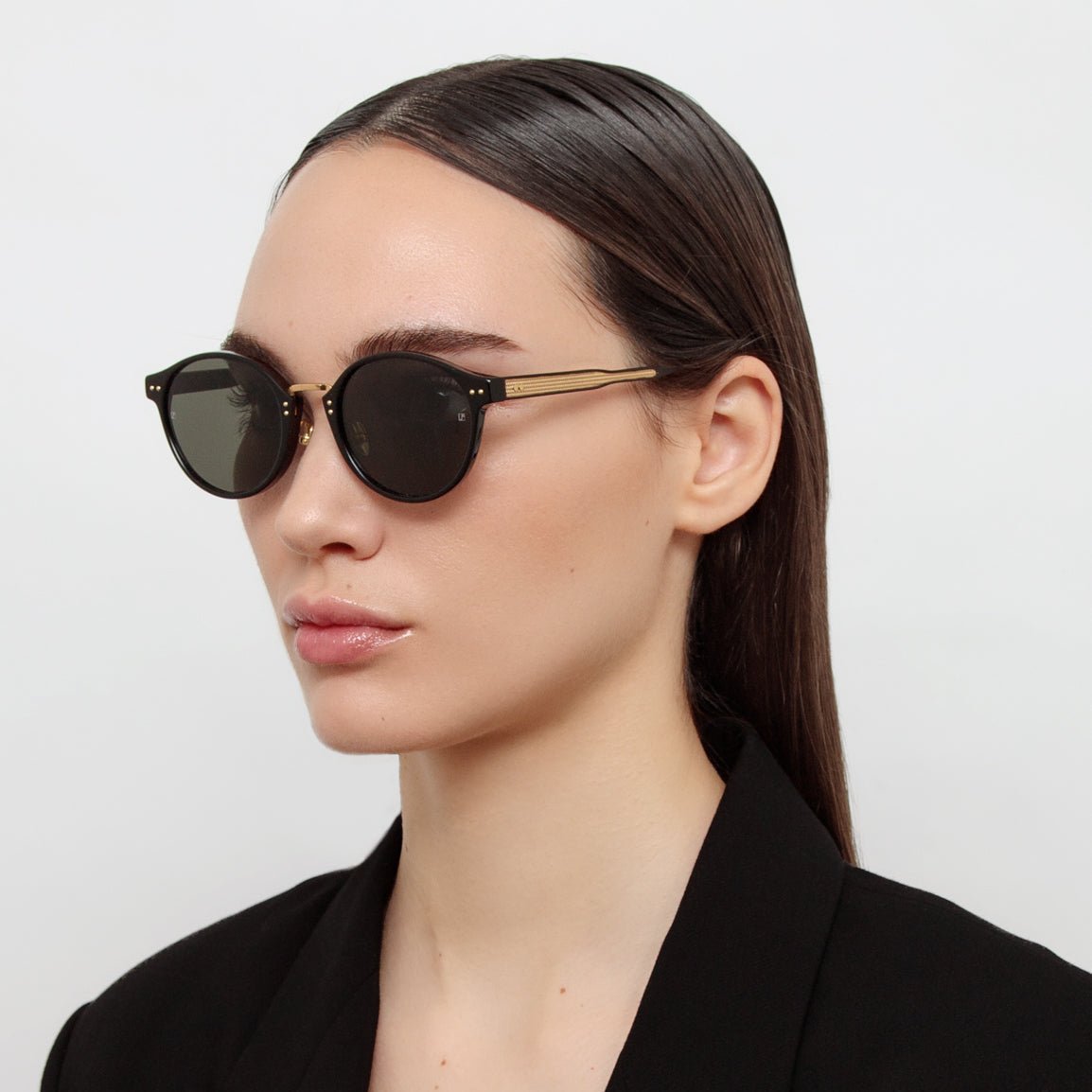 Marco Oval Sunglasses in Black - LINDA FARROW - Sunglasses -
