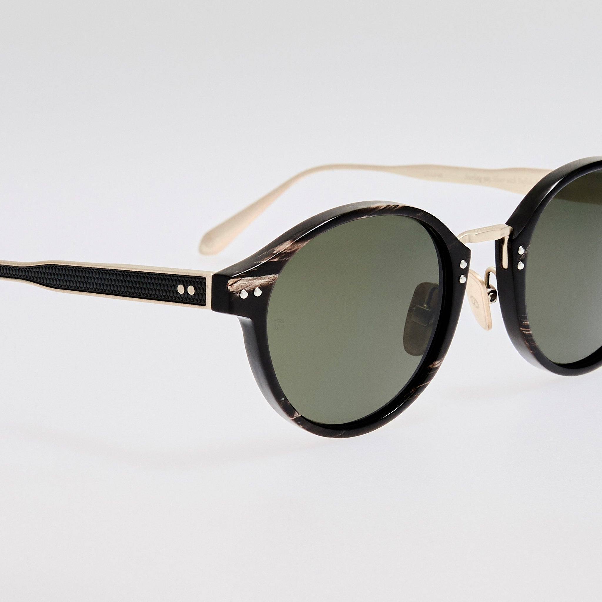 Marco Oval Sunglasses in Buffalo Horn and 925 Sterling Silver - LINDA FARROW - Sunglasses -