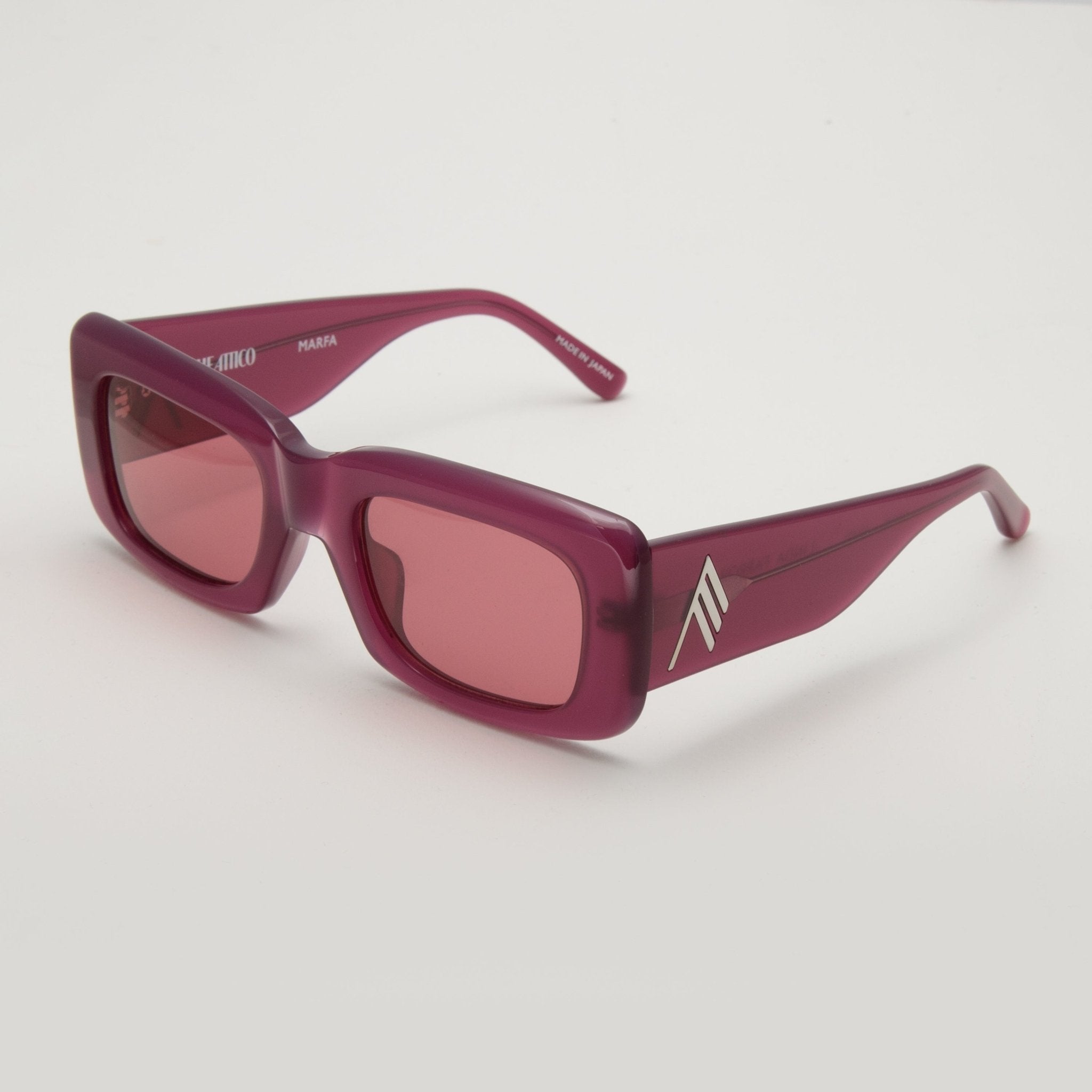 Marfa Rectangular Sunglasses in Burgundy - LINDA FARROW - Sunglasses -