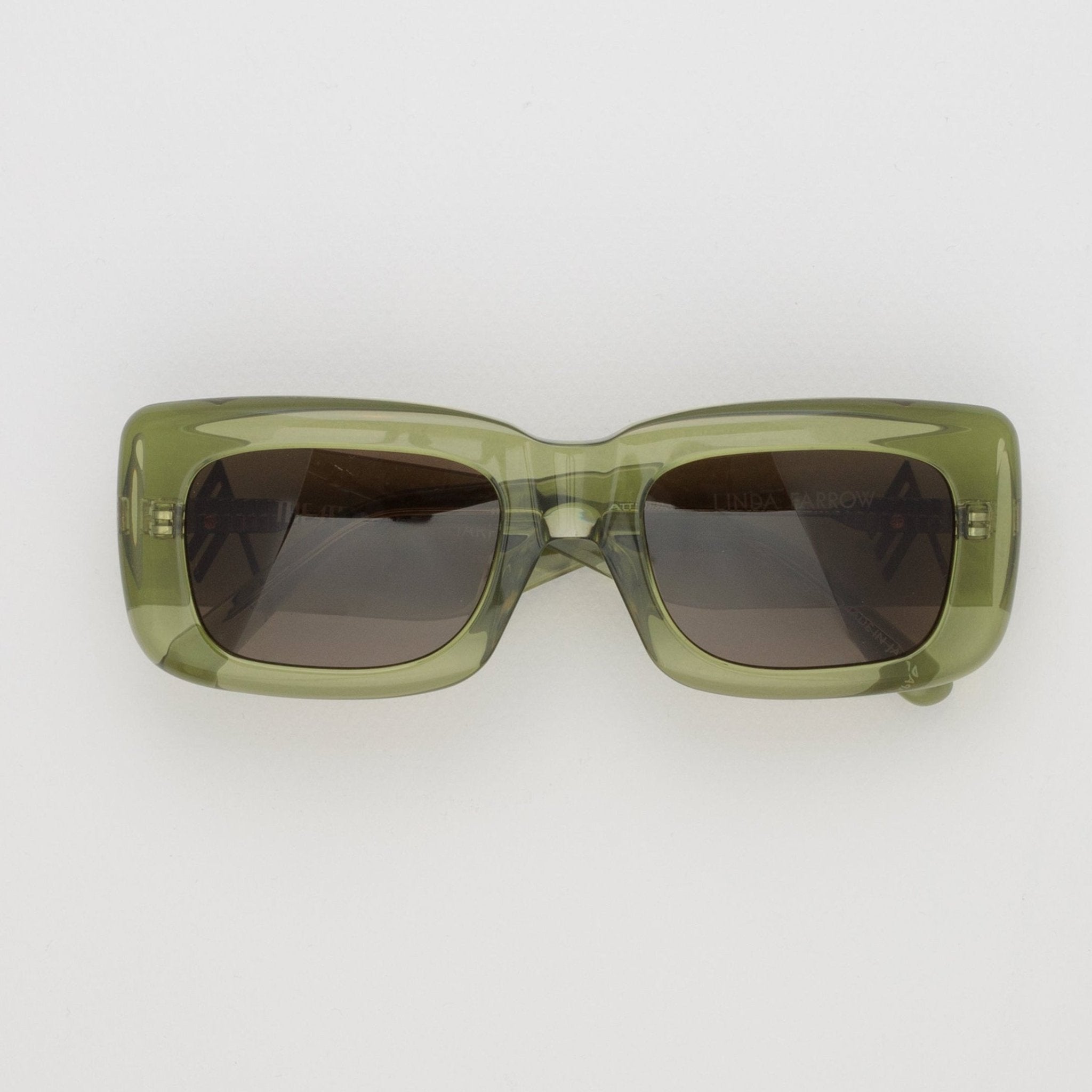 Marfa Rectangular Sunglasses in Green - LINDA FARROW - Sunglasses -