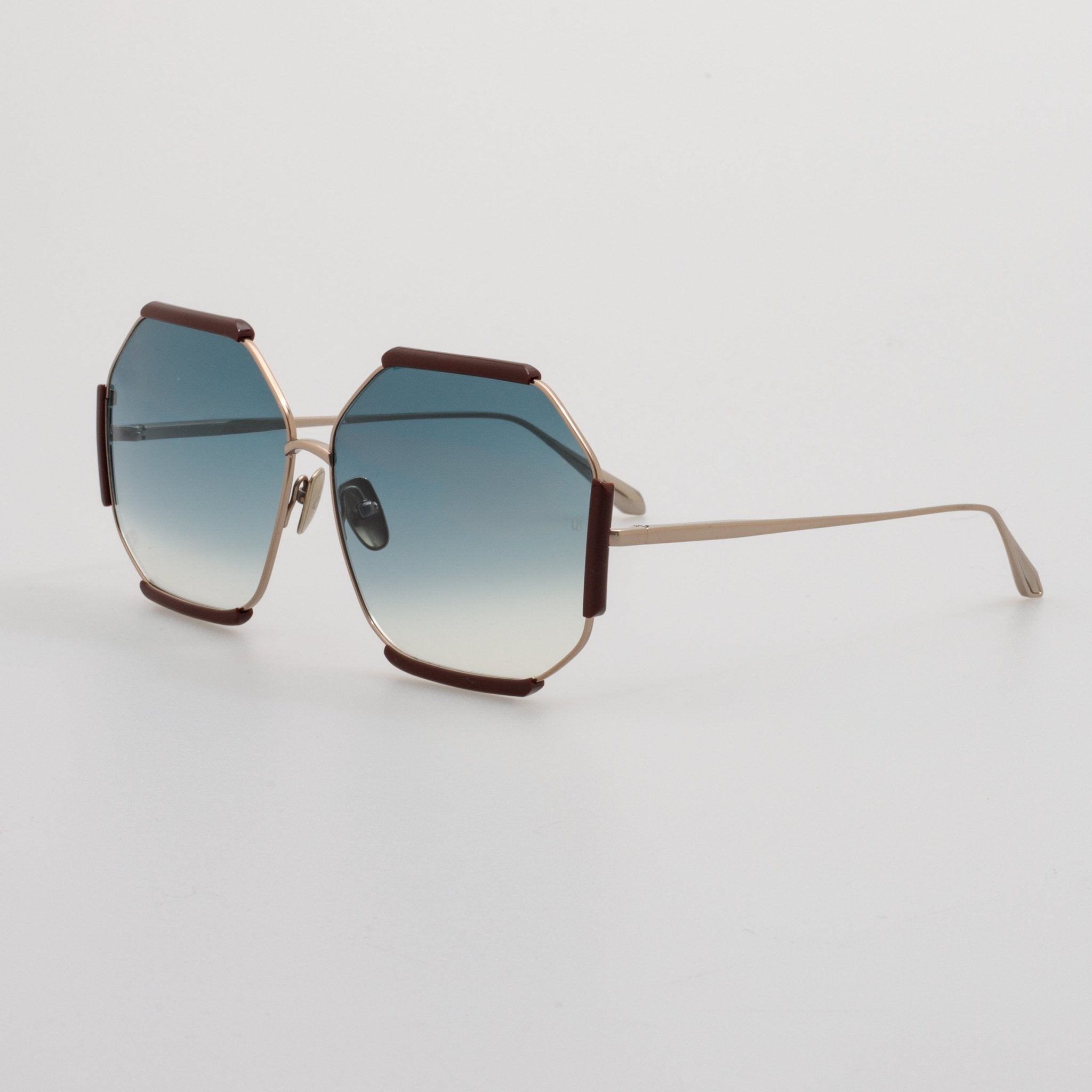 Margot Sunglasses in 22K Gold and Aqua - LINDA FARROW - Sunglasses -