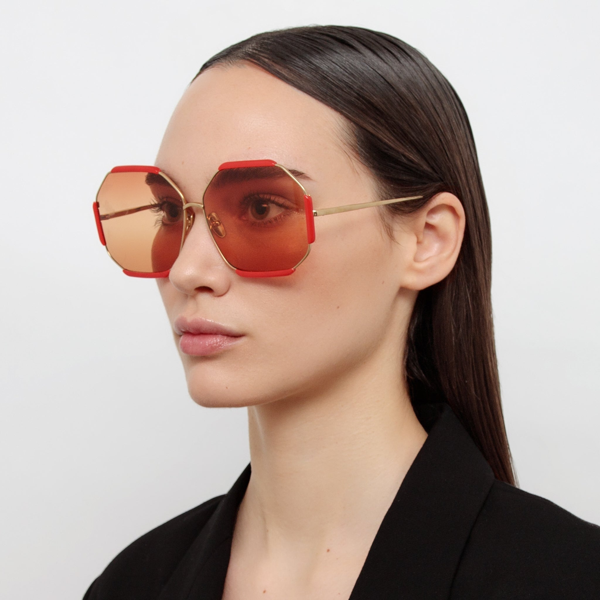 Margot Sunglasses in 22K Gold and Terracotta - LINDA FARROW - Sunglasses -