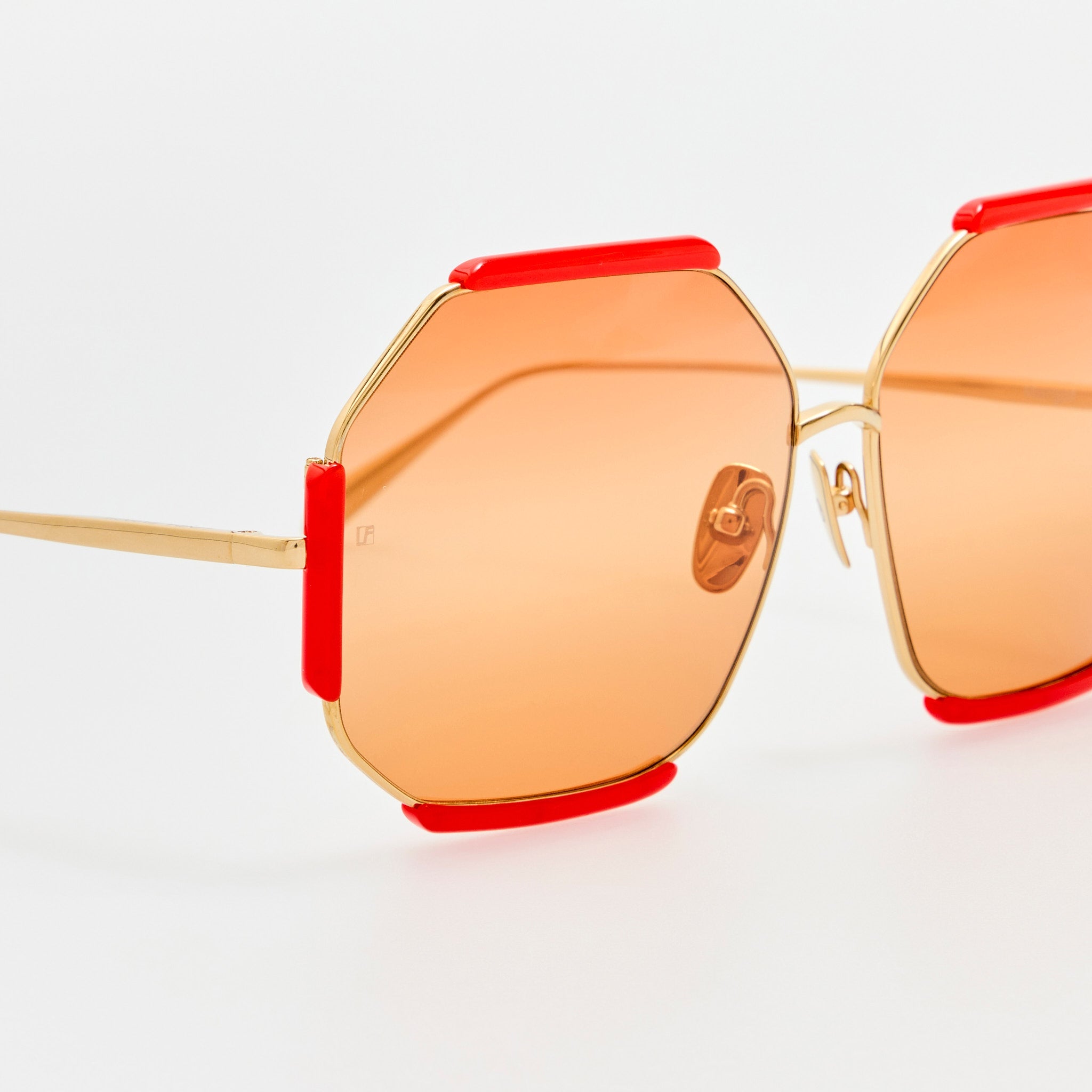 Margot Sunglasses in 22K Gold and Terracotta - LINDA FARROW - Sunglasses -